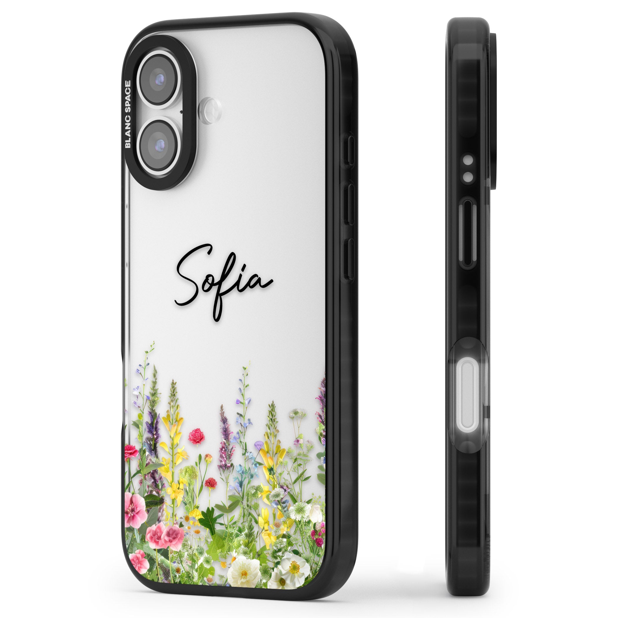 Personalised Garden Wildfowers iPhone 17 Impact Black Phone Case Side Profile