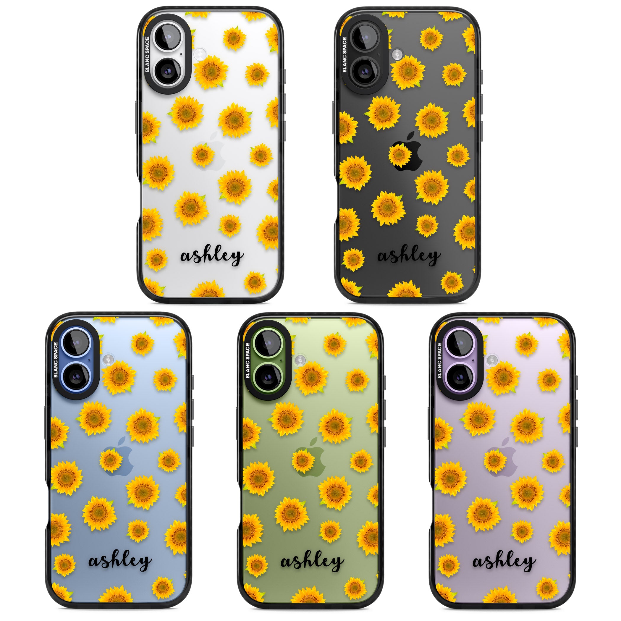 Personalised Sunflowers & Cursive iPhone 17 Impact Black Phone Case APT Impact Protection