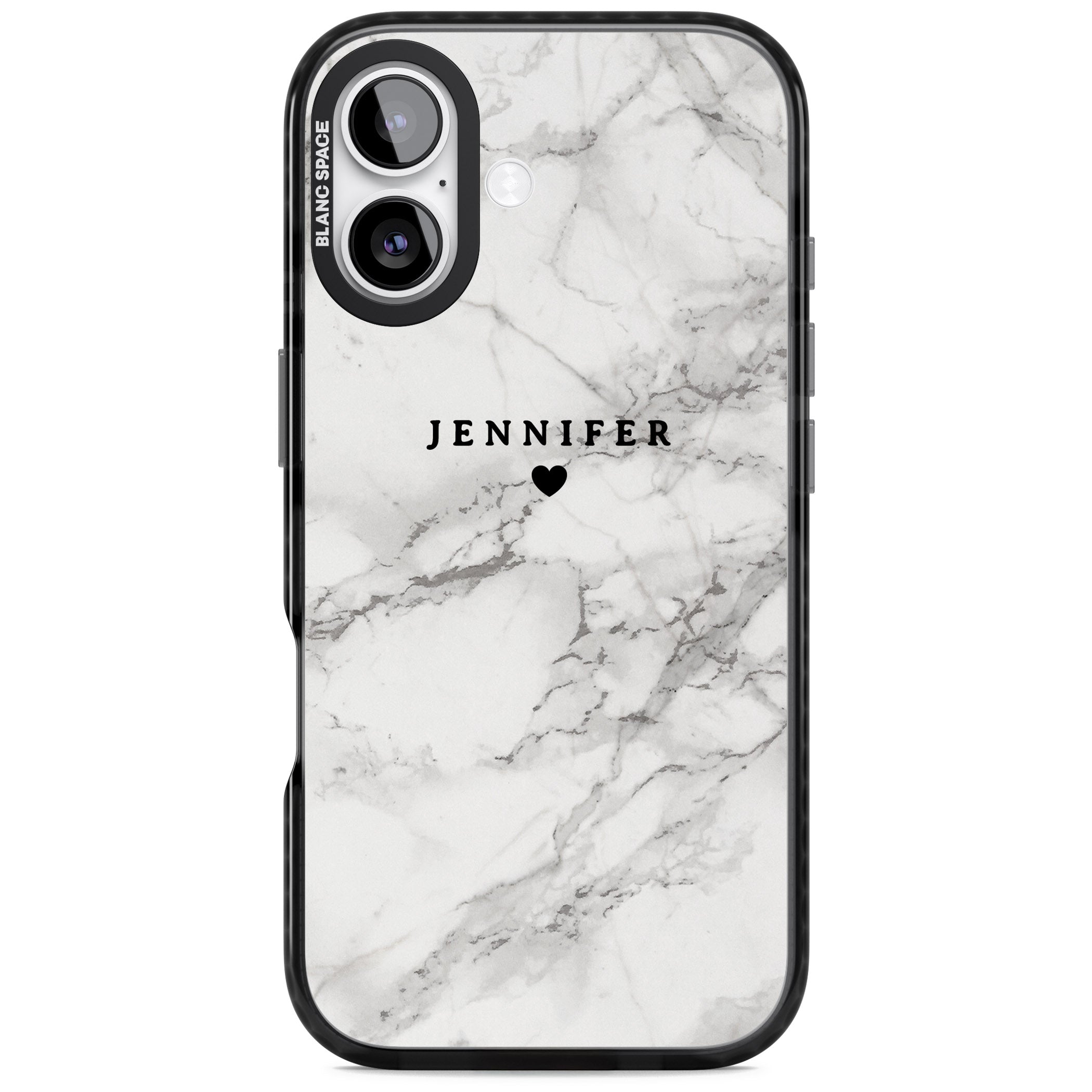 Personalised Classic Grey Marble iPhone 17 Impact Black Phone Case