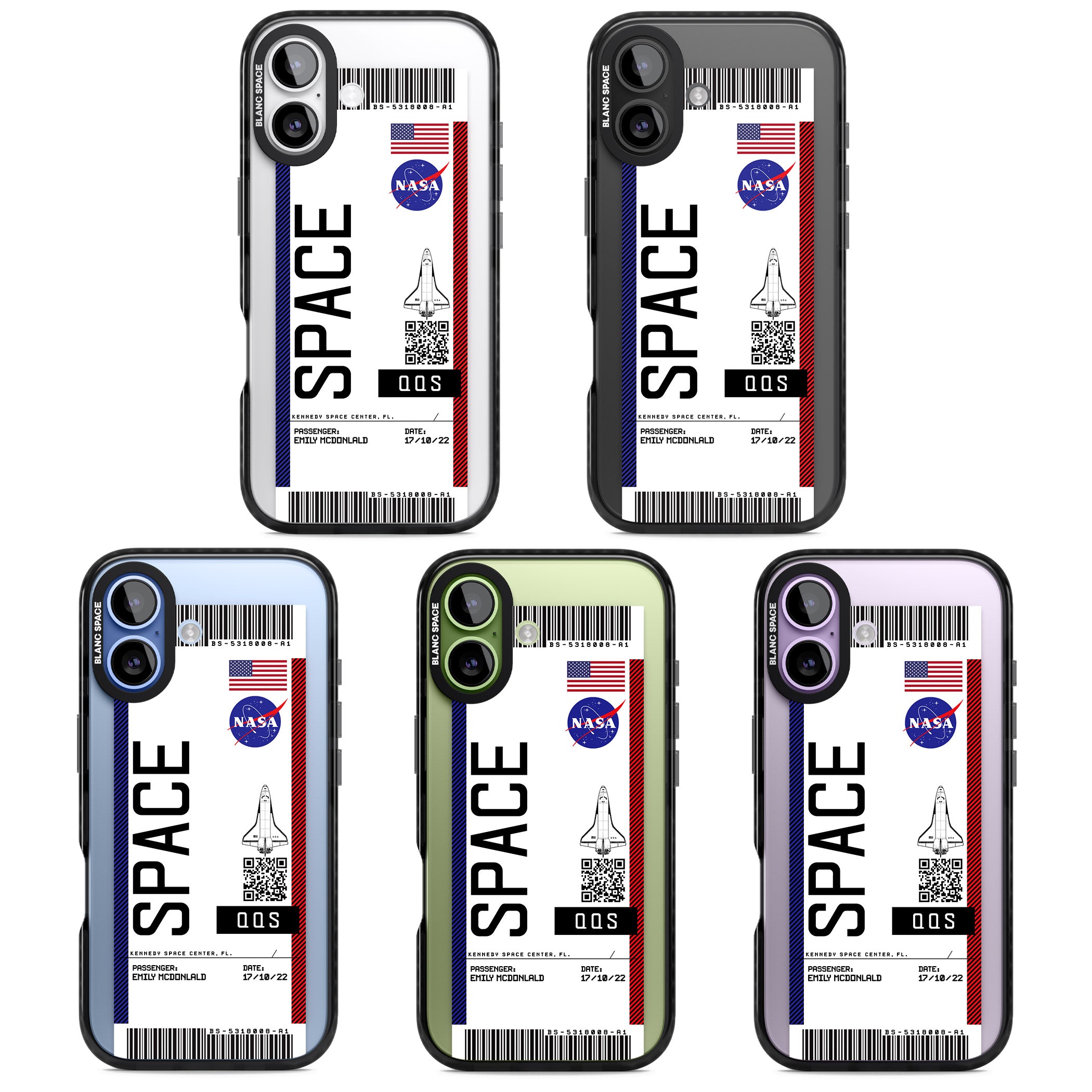 Personalised Nasa Boarding Pass (Light) iPhone 17 Impact Black Phone Case APT Impact Protection