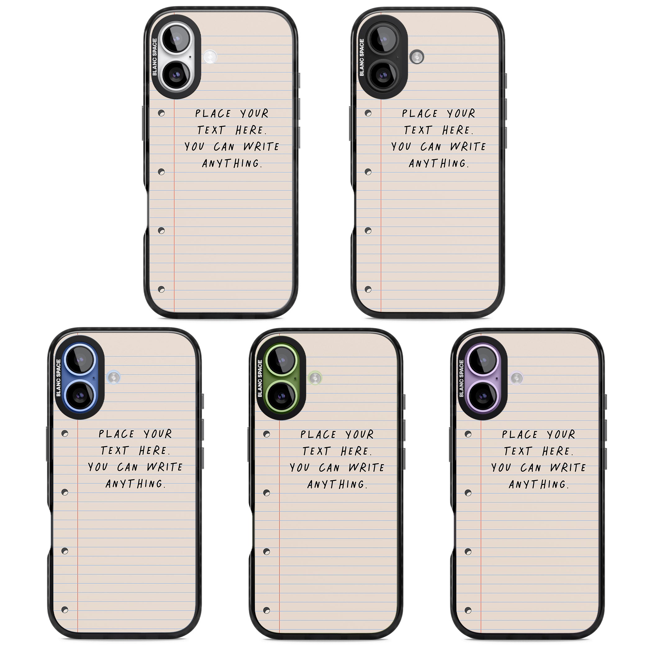 Personalised Lined Paper iPhone 17 Impact Black Phone Case APT Impact Protection