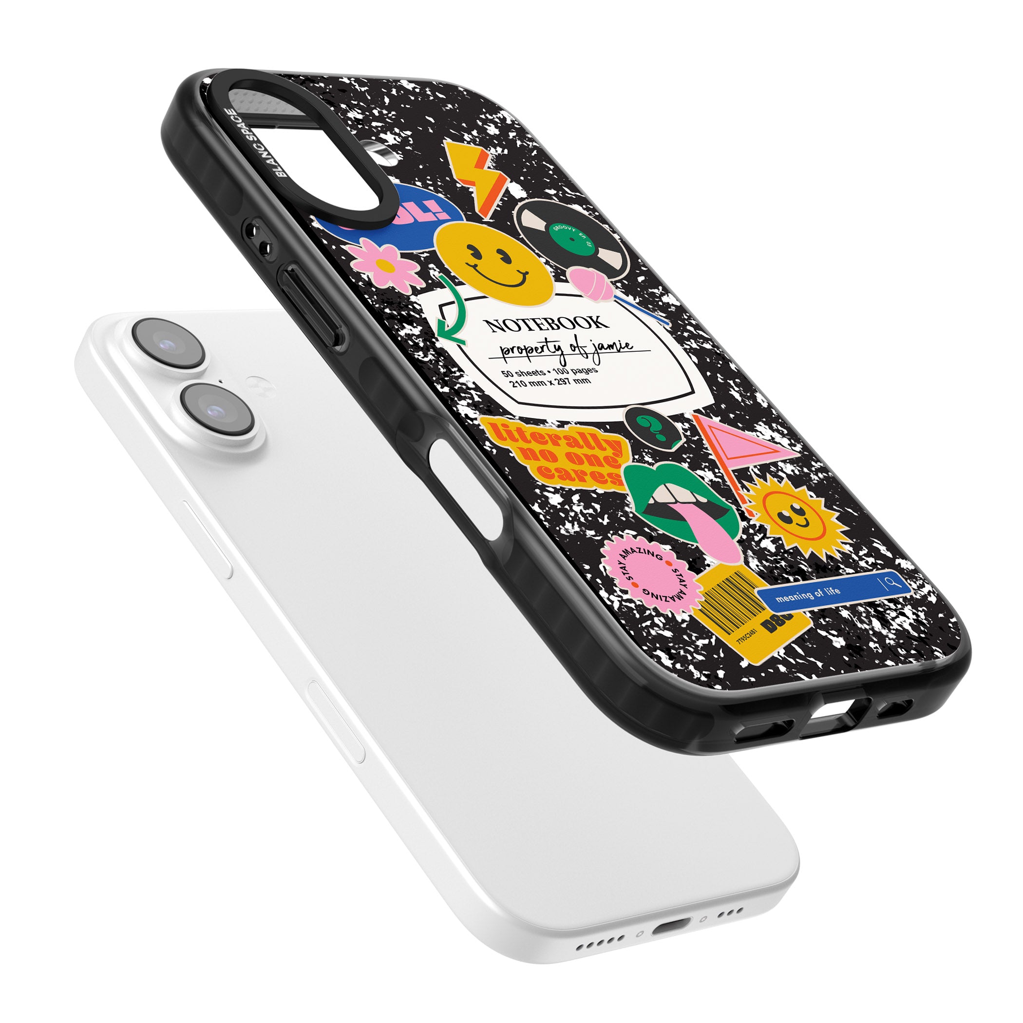 Personalised Quirky Notebook iPhone 17 Impact Black Phone Case Colours