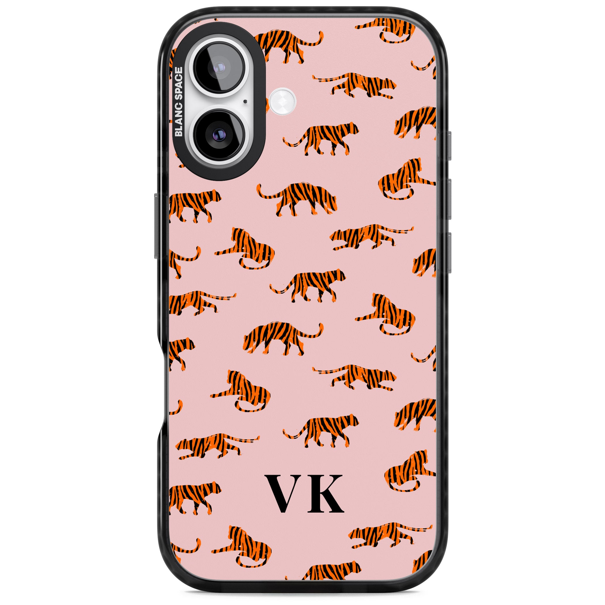 Personalised Pink Safari Tiger Pattern iPhone 17 Impact Black Phone Case