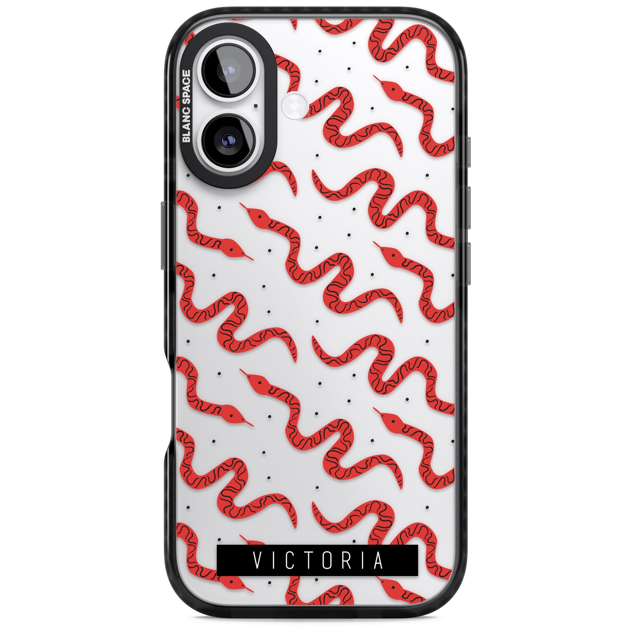 Personalised Red Snake Pattern iPhone 17 Impact Black Phone Case