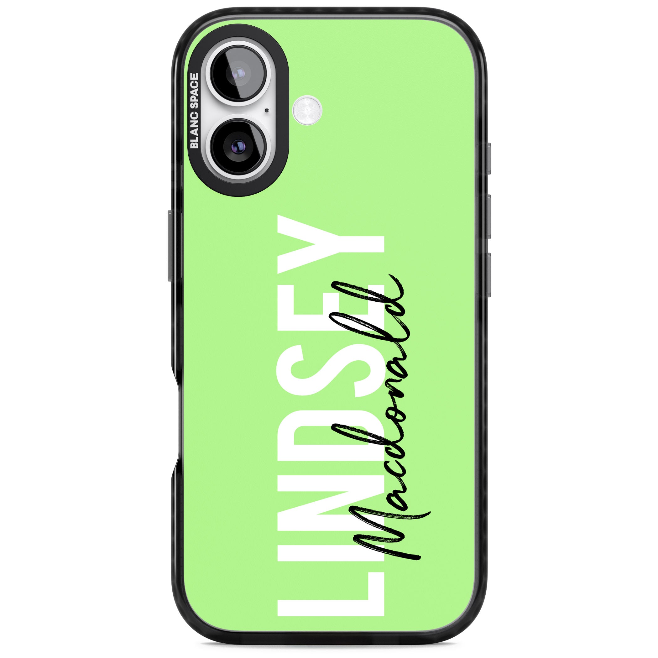 Personalised Bold Name: Lime iPhone 17 Impact Black Phone Case