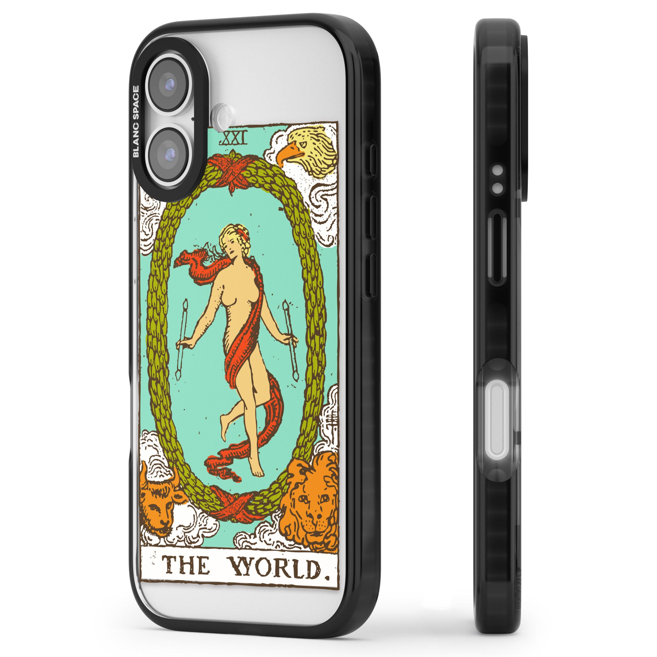 Personalised The World Tarot Card (Color) iPhone 17 Impact Black Phone Case Side Profile
