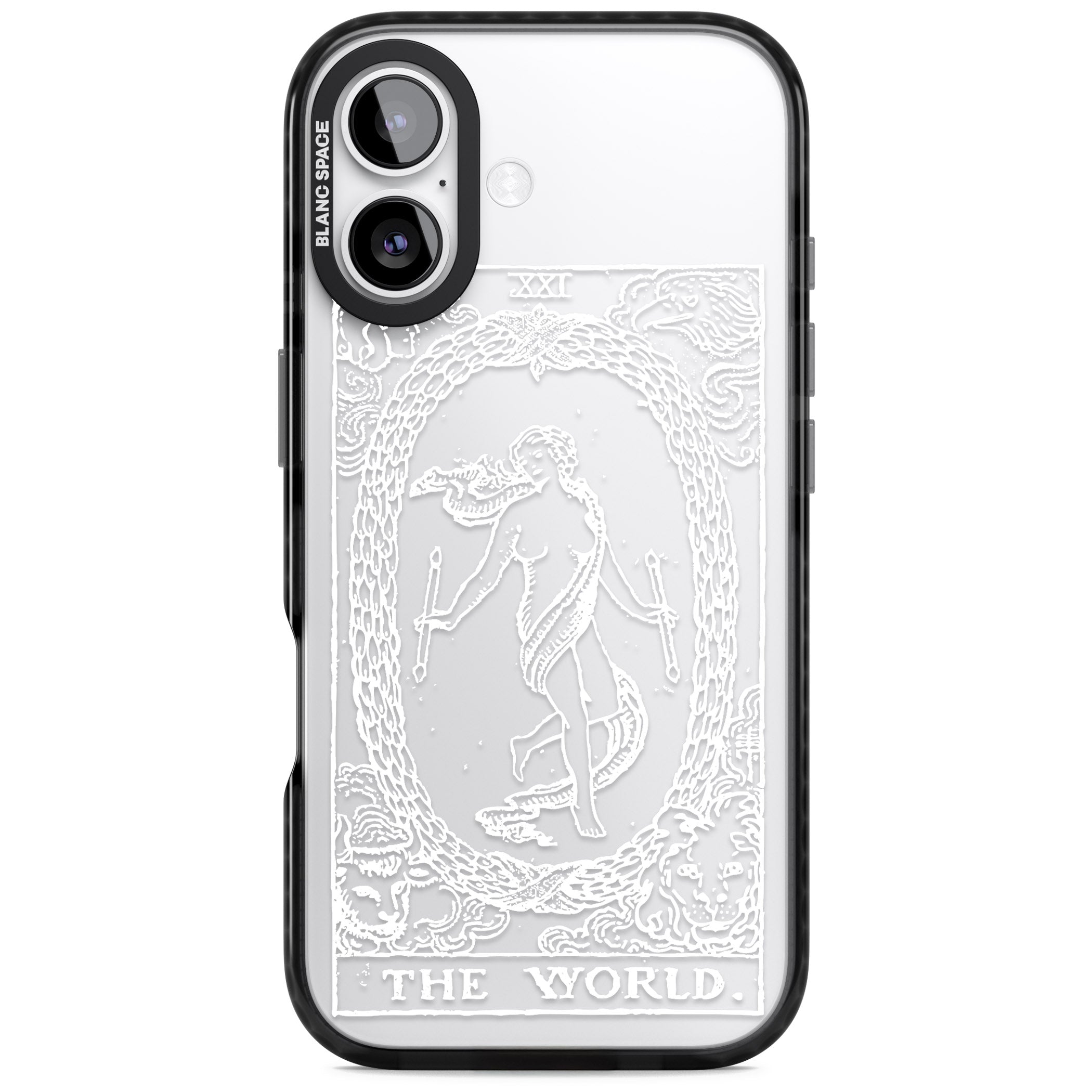 Personalised The World Tarot Card (White) iPhone 17 Impact Black Phone Case