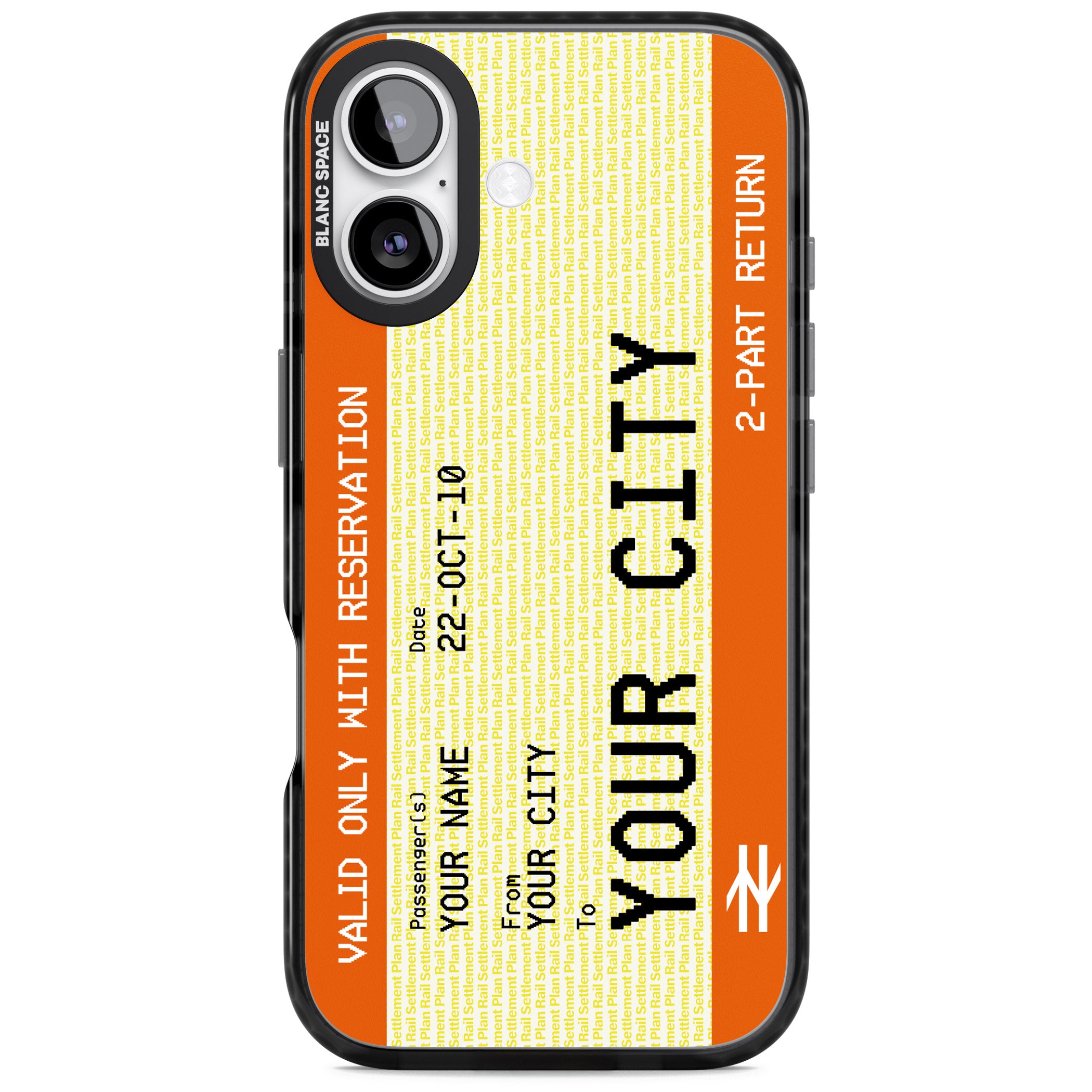 Personalised Create Your Own Train Ticket iPhone 17 Impact Black Phone Case