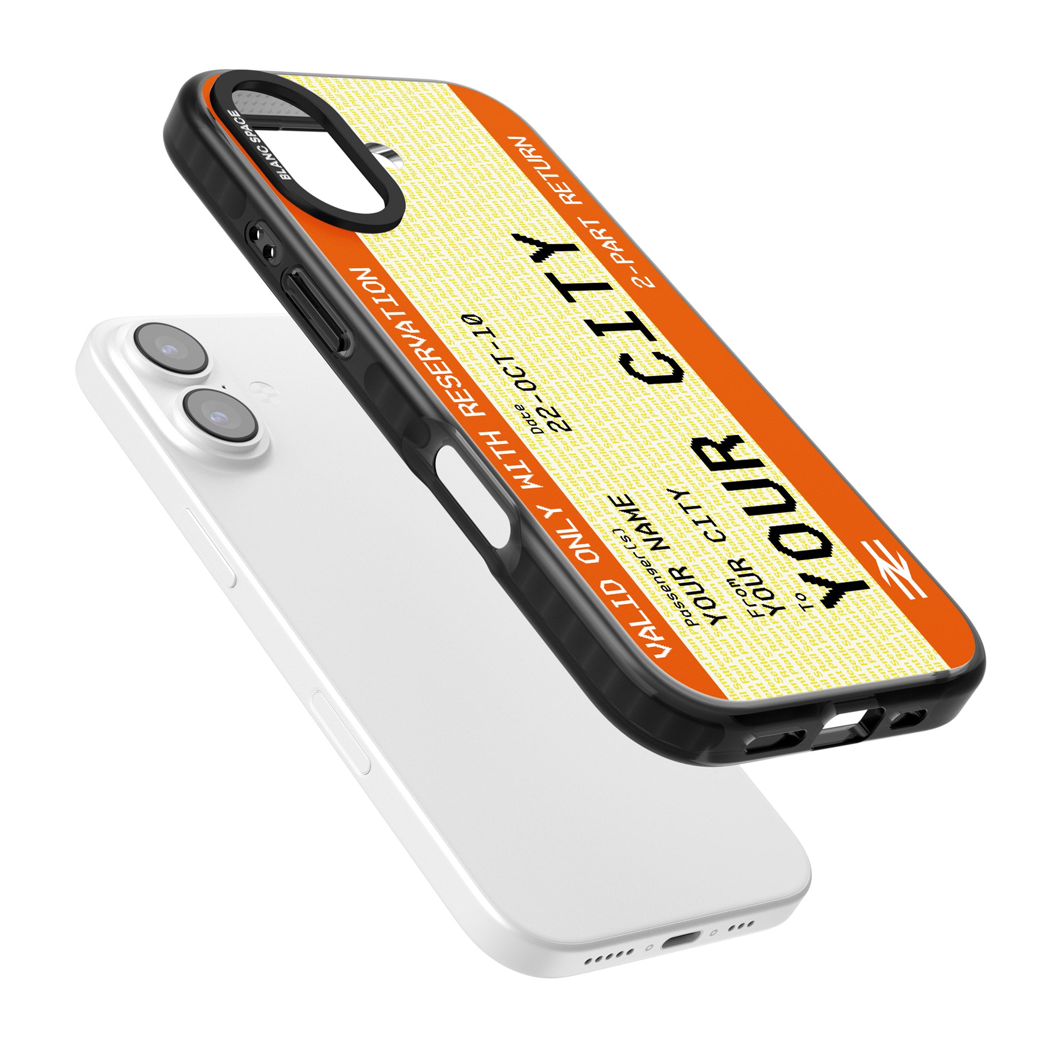 Personalised Create Your Own Train Ticket iPhone 17 Impact Black Phone Case Colours