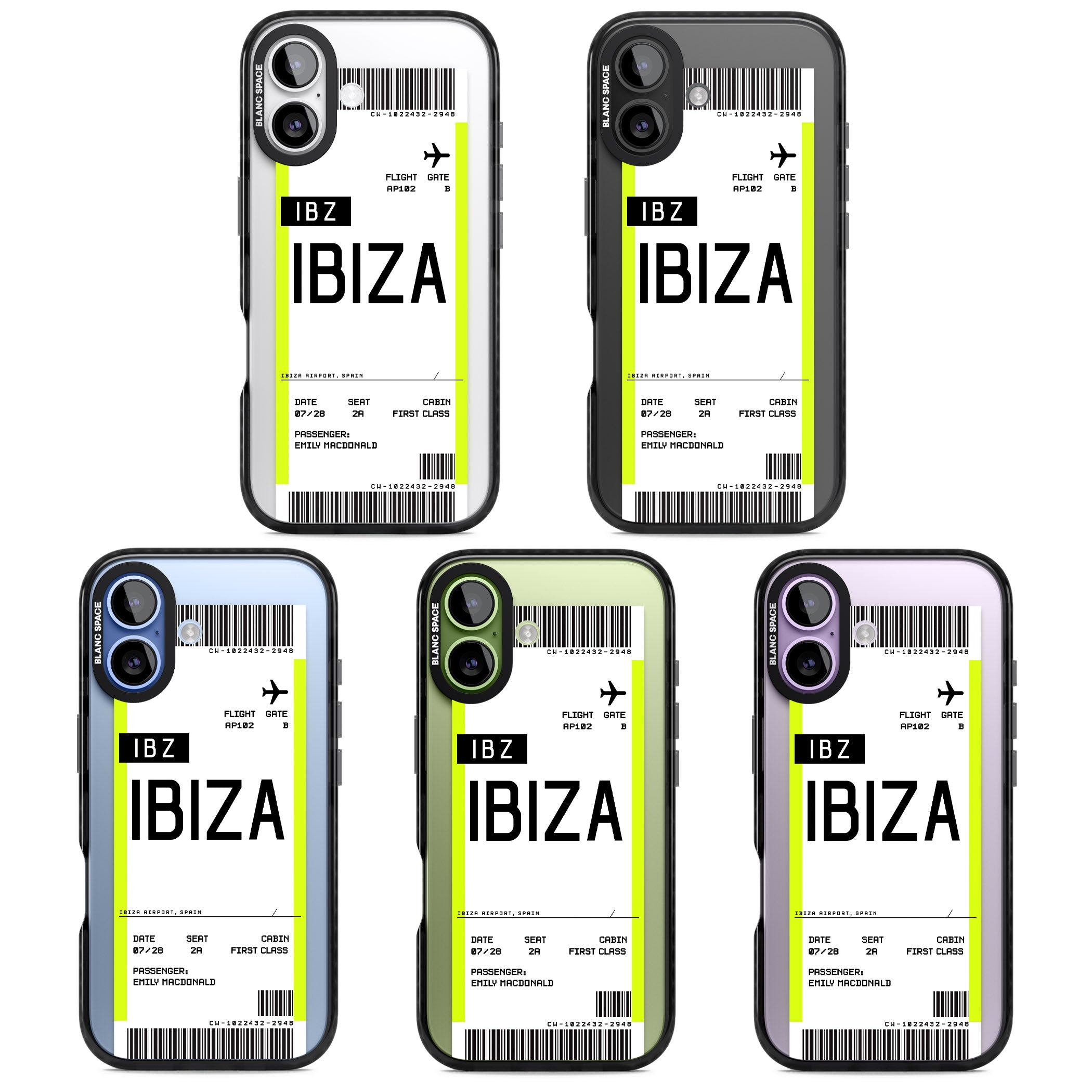 Personalised Ibiza Boarding Pass iPhone 17 Impact Black Phone Case APT Impact Protection