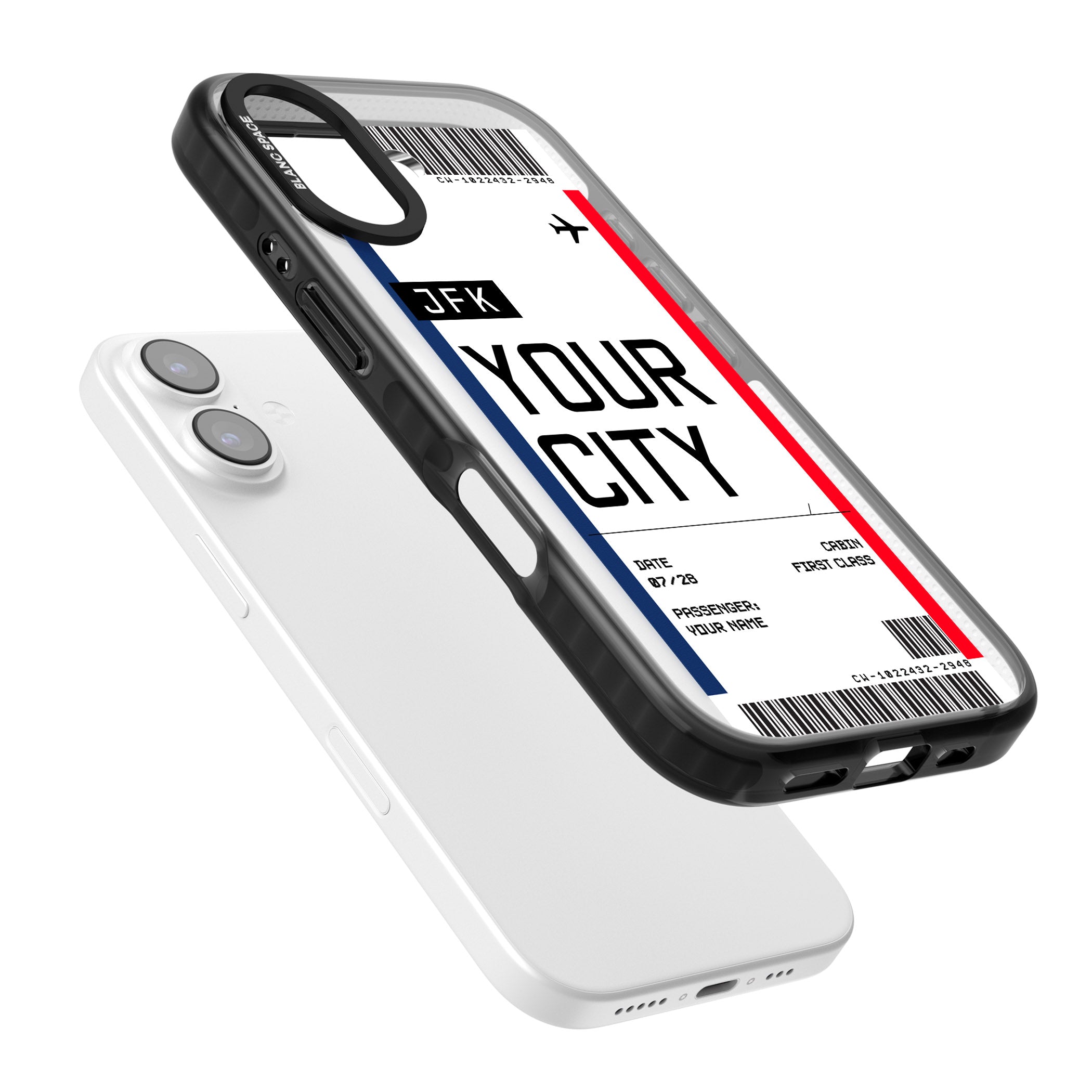 Personalised Create Your Own Boarding Pass Ticket iPhone 17 Impact Black Phone Case Colours