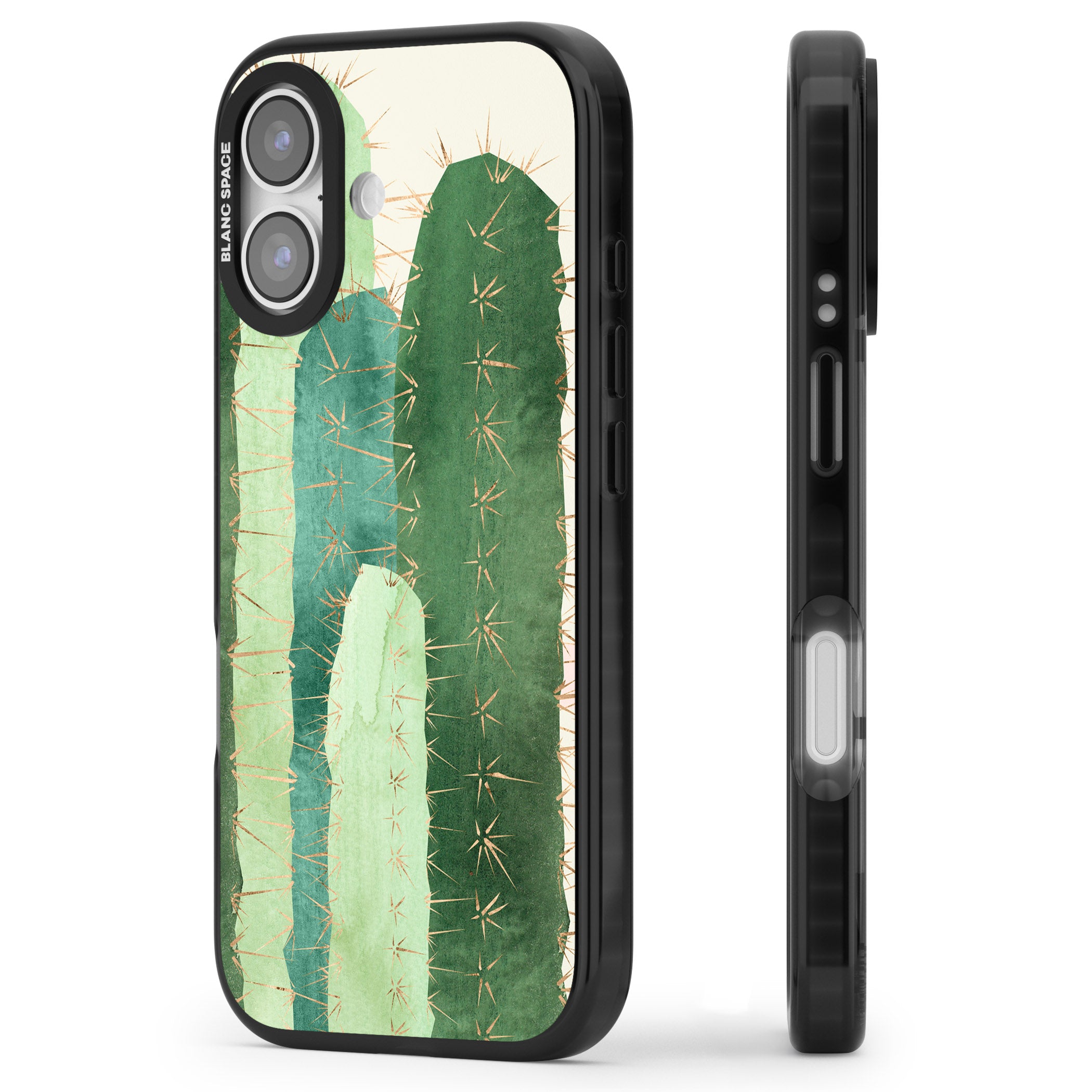 Large Cacti iPhone 17 Impact Black Phone Case Side Profile