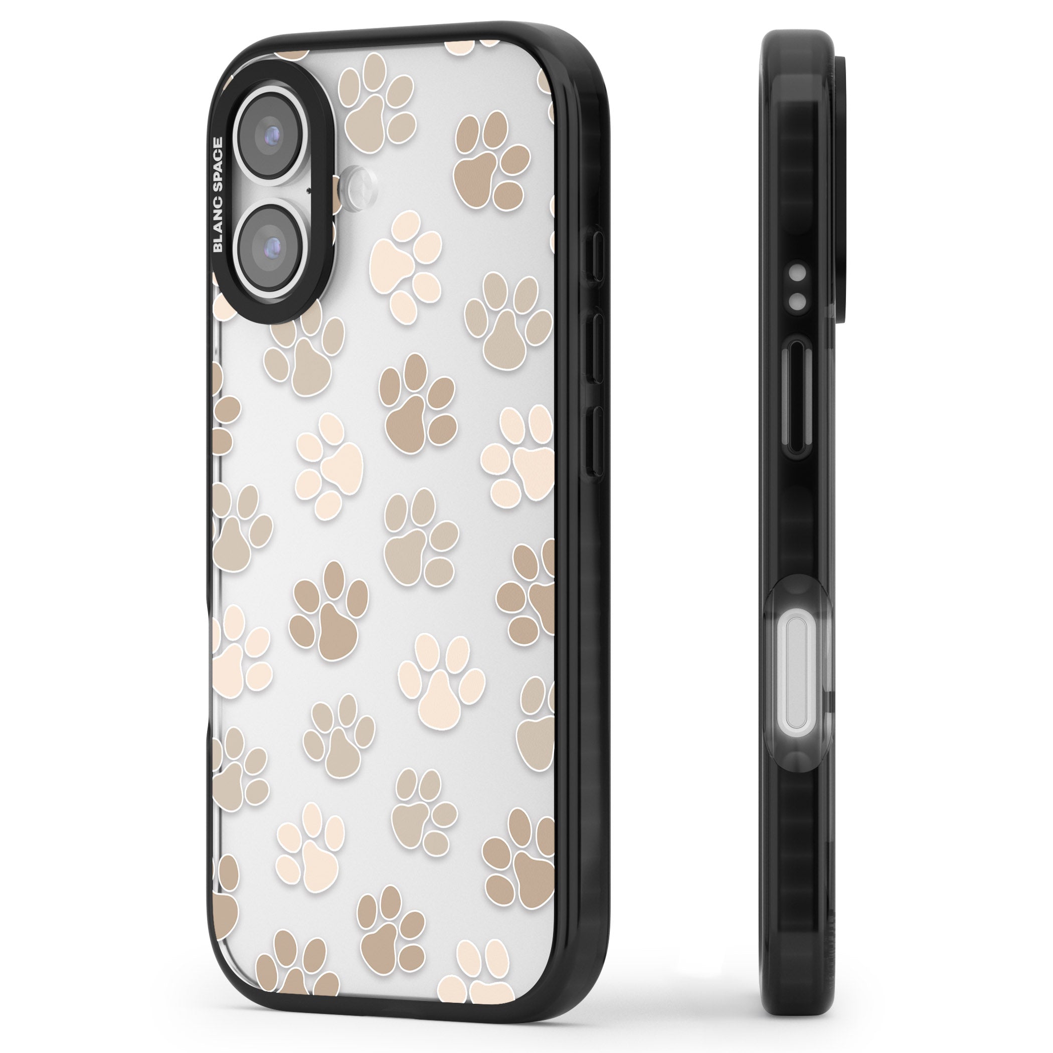 Paw Prints iPhone 17 Impact Black Phone Case Side Profile