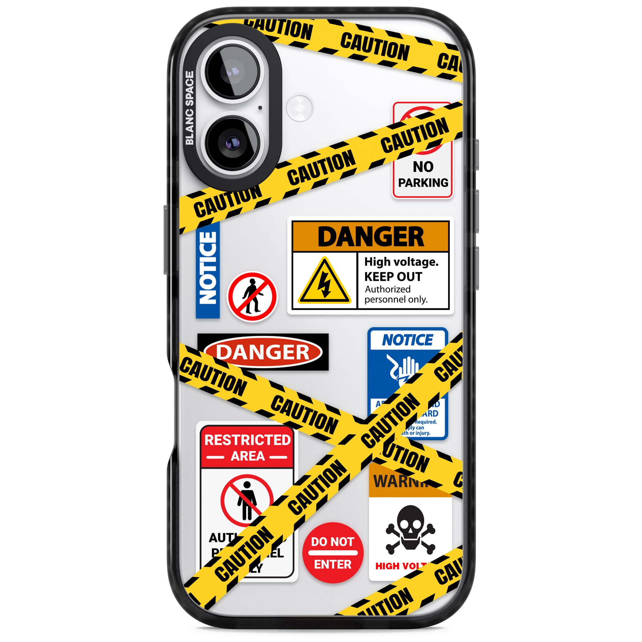 Caution Sign iPhone 17 Impact Black Phone Case