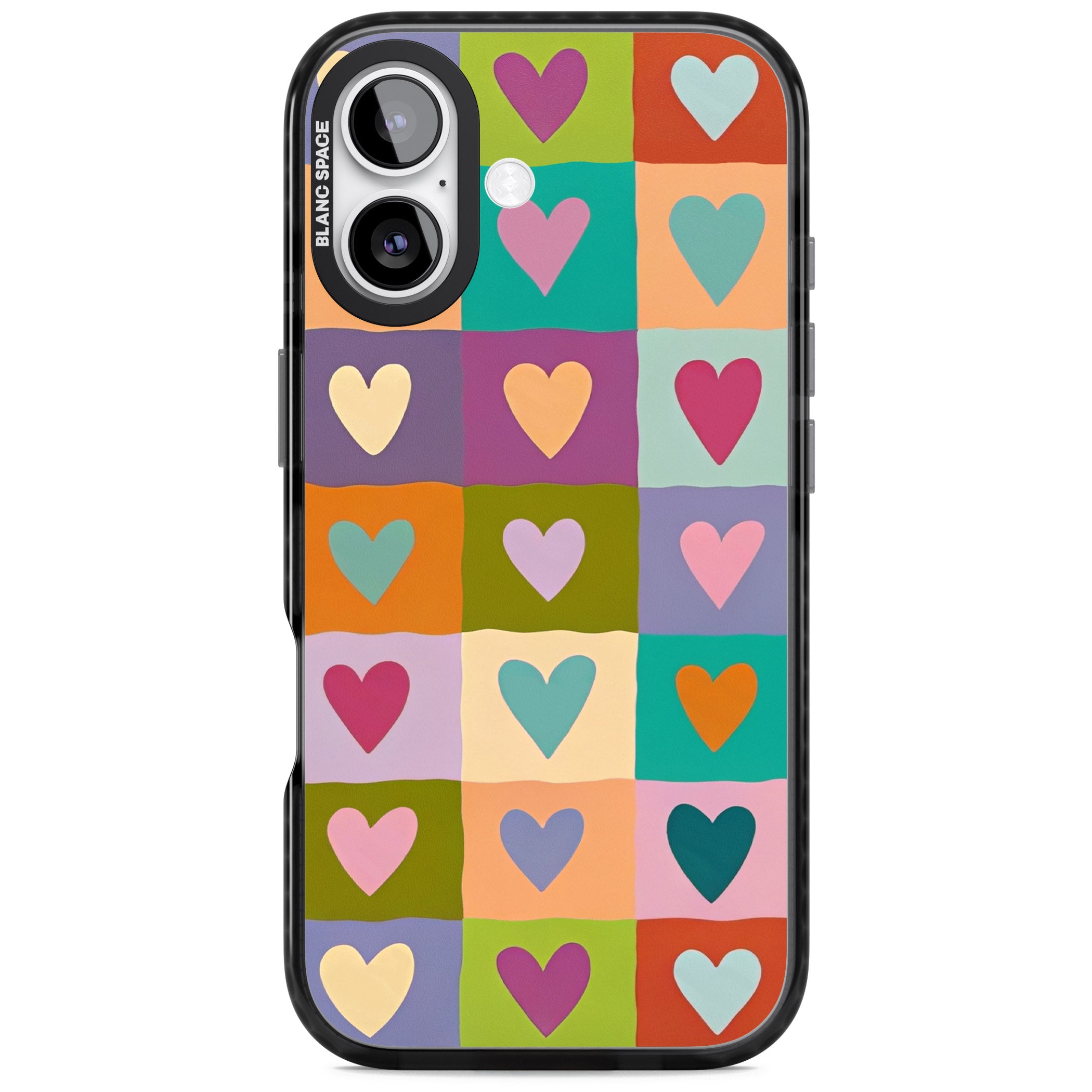 Multicolour Checked Hearts iPhone 17 Impact Black Phone Case