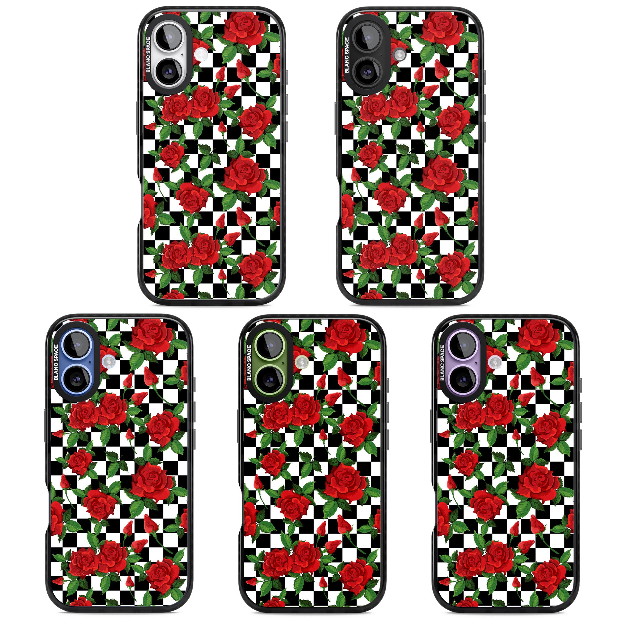 Checkered Roses iPhone 17 Impact Black Phone Case APT Impact Protection