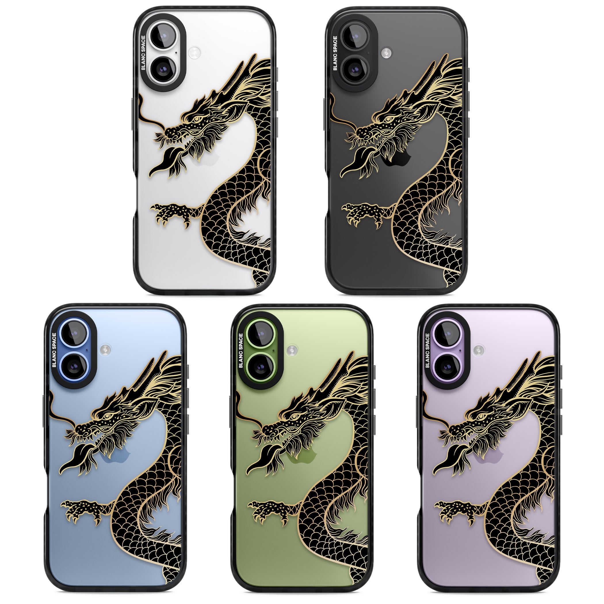 Large Black Dragon iPhone 17 Impact Black Phone Case APT Impact Protection