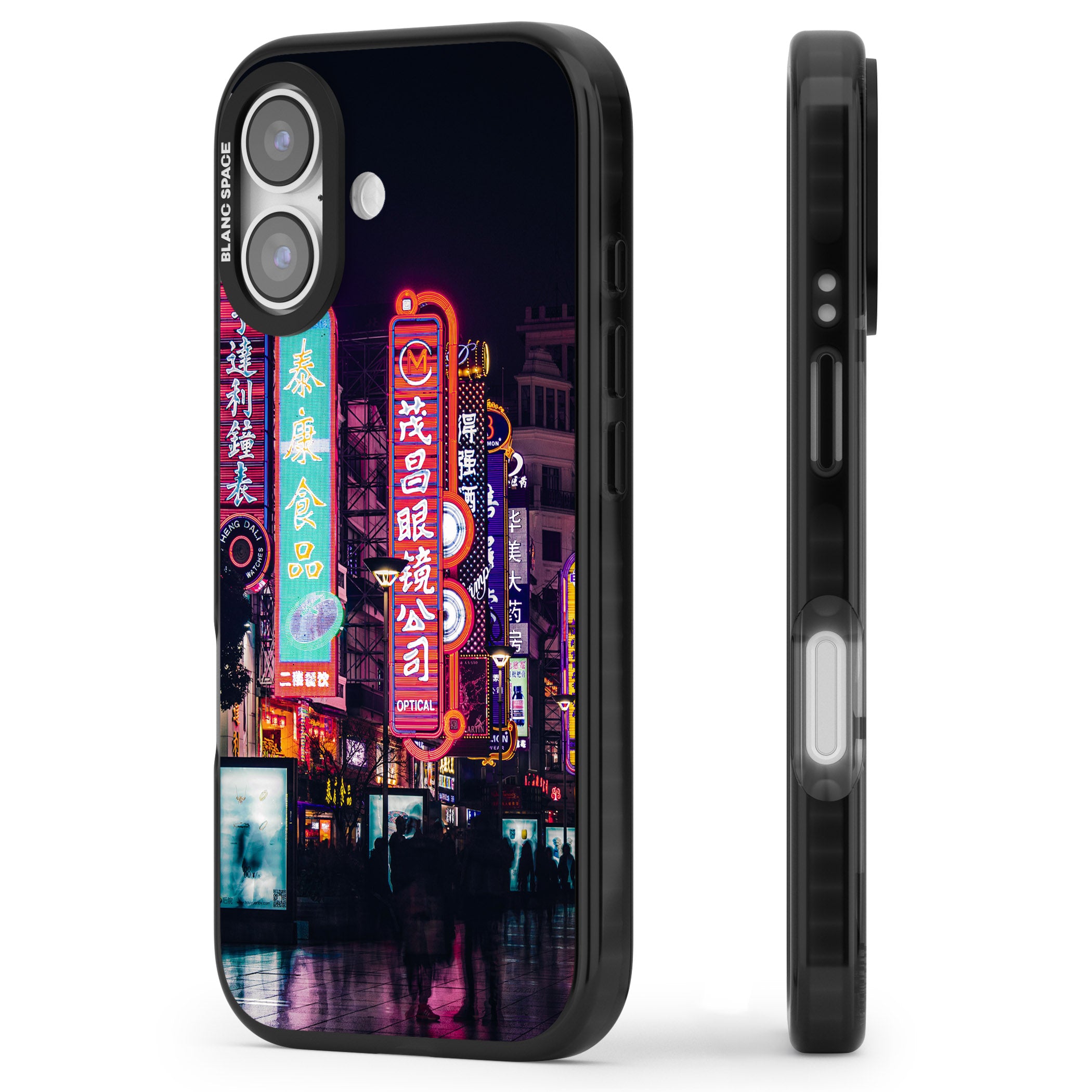 Neon Streets iPhone 17 Impact Black Phone Case Side Profile