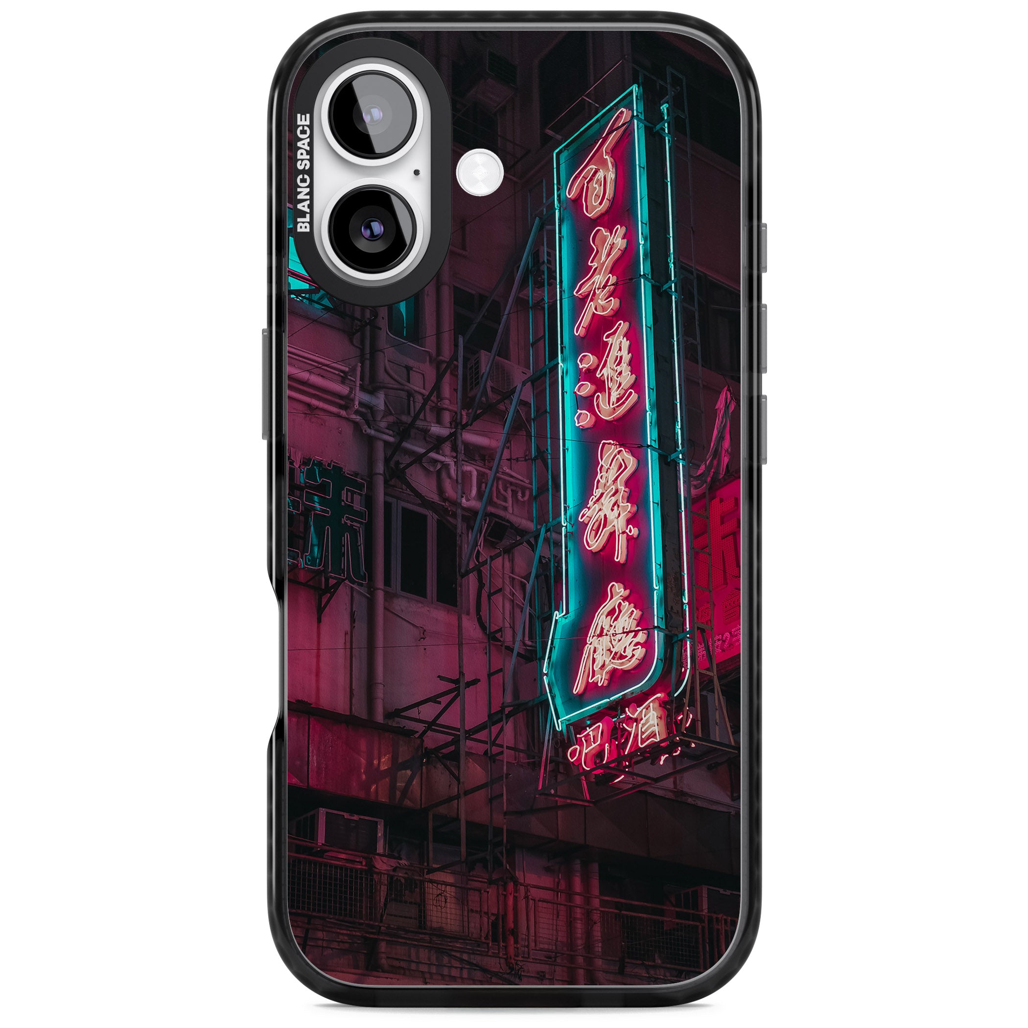 Neon Kanji Cityscape iPhone 17 Impact Black Phone Case