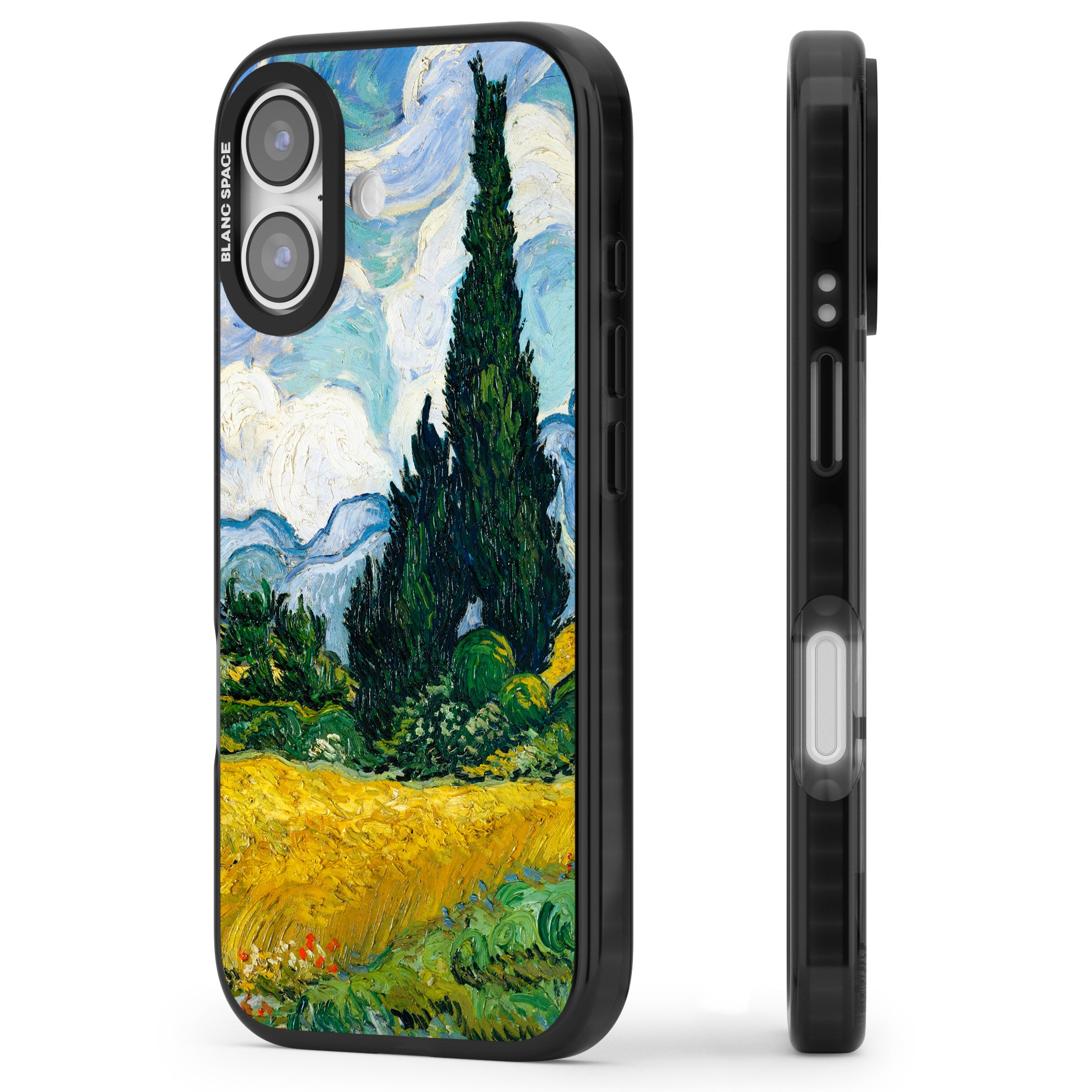 Wheat Field With Cypresses By Vincent Van Gogh iPhone 17 Impact Black Phone Case Side Profile