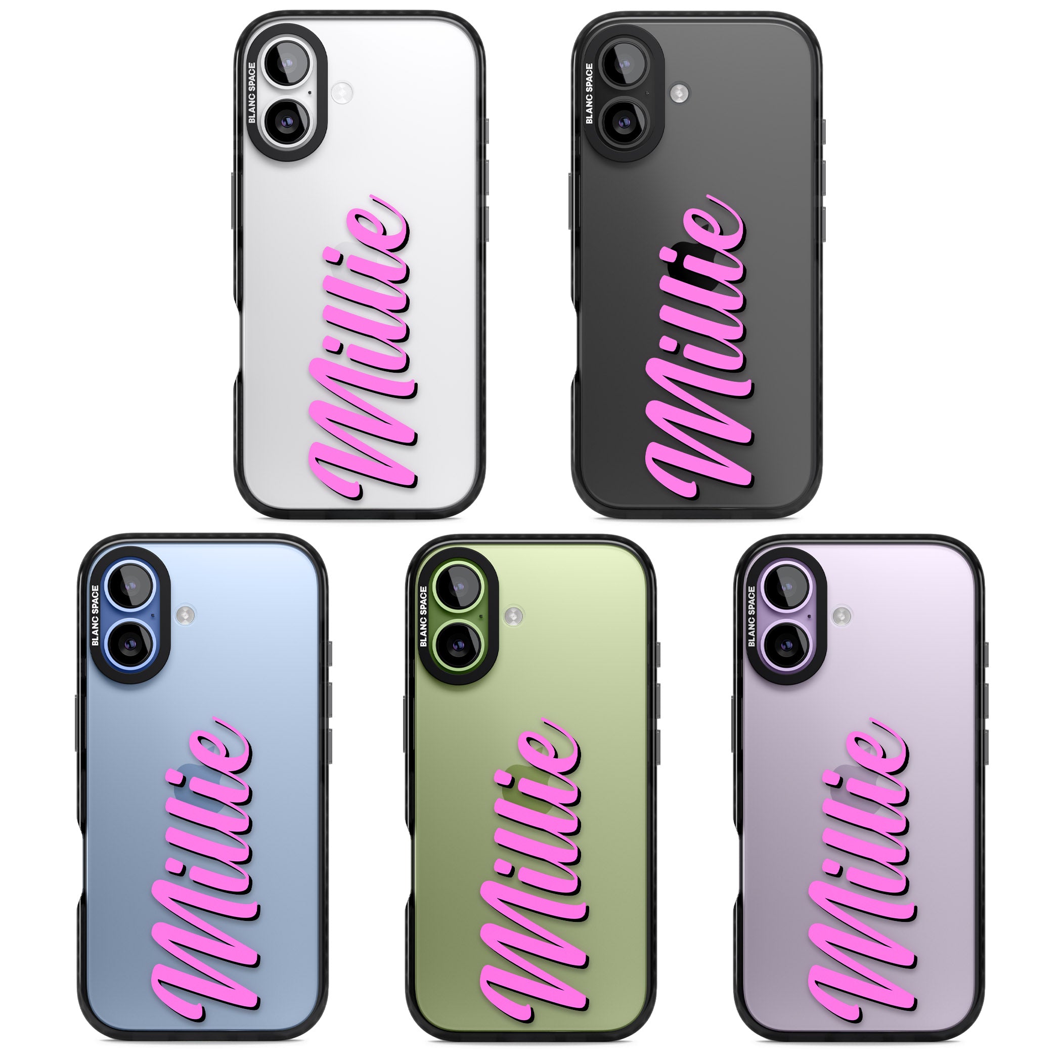 Personalised Cute Vertical Name iPhone 17 Impact Black Phone Case APT Impact Protection