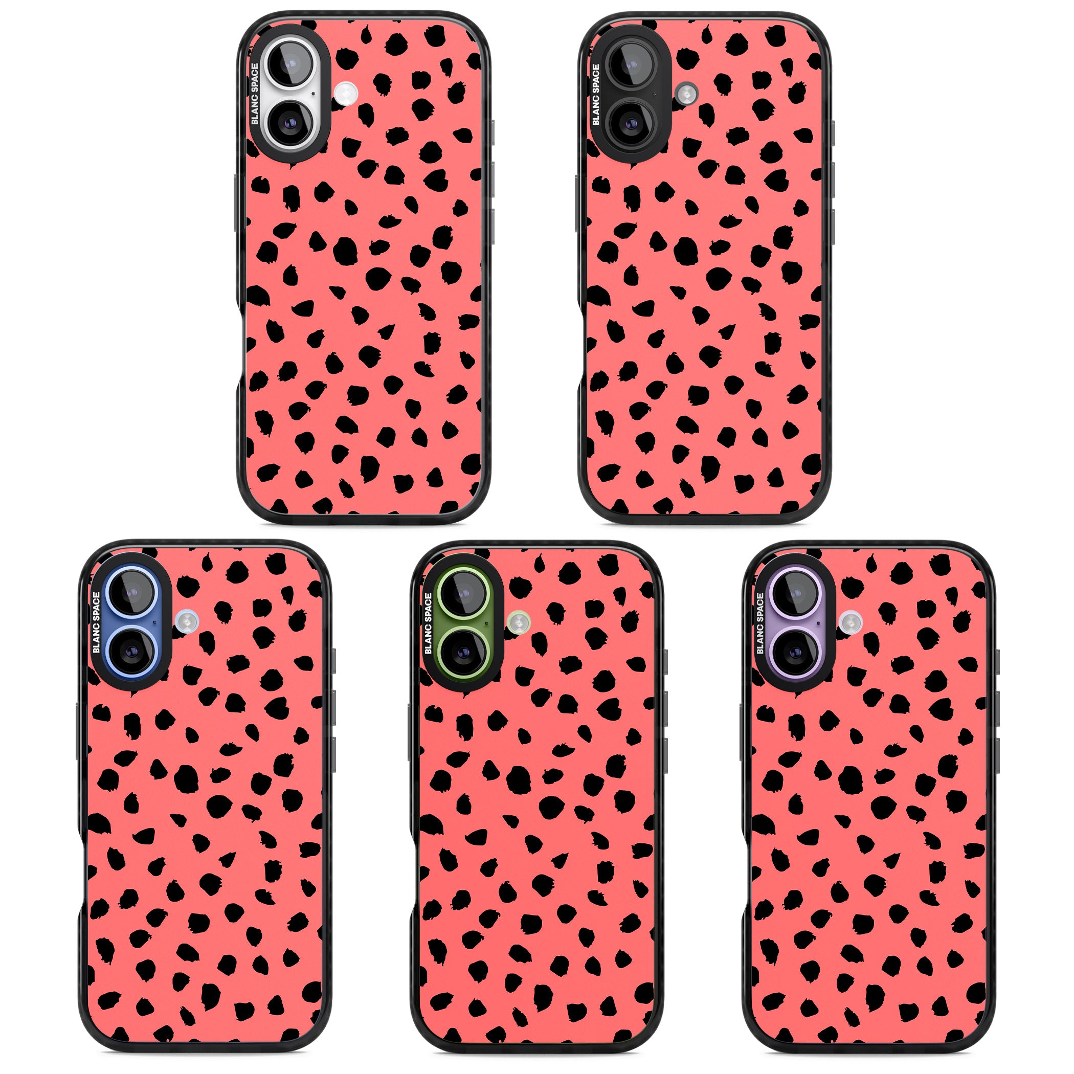 Black Dalmatian Spots On Coral iPhone 17 Impact Black Phone Case APT Impact Protection