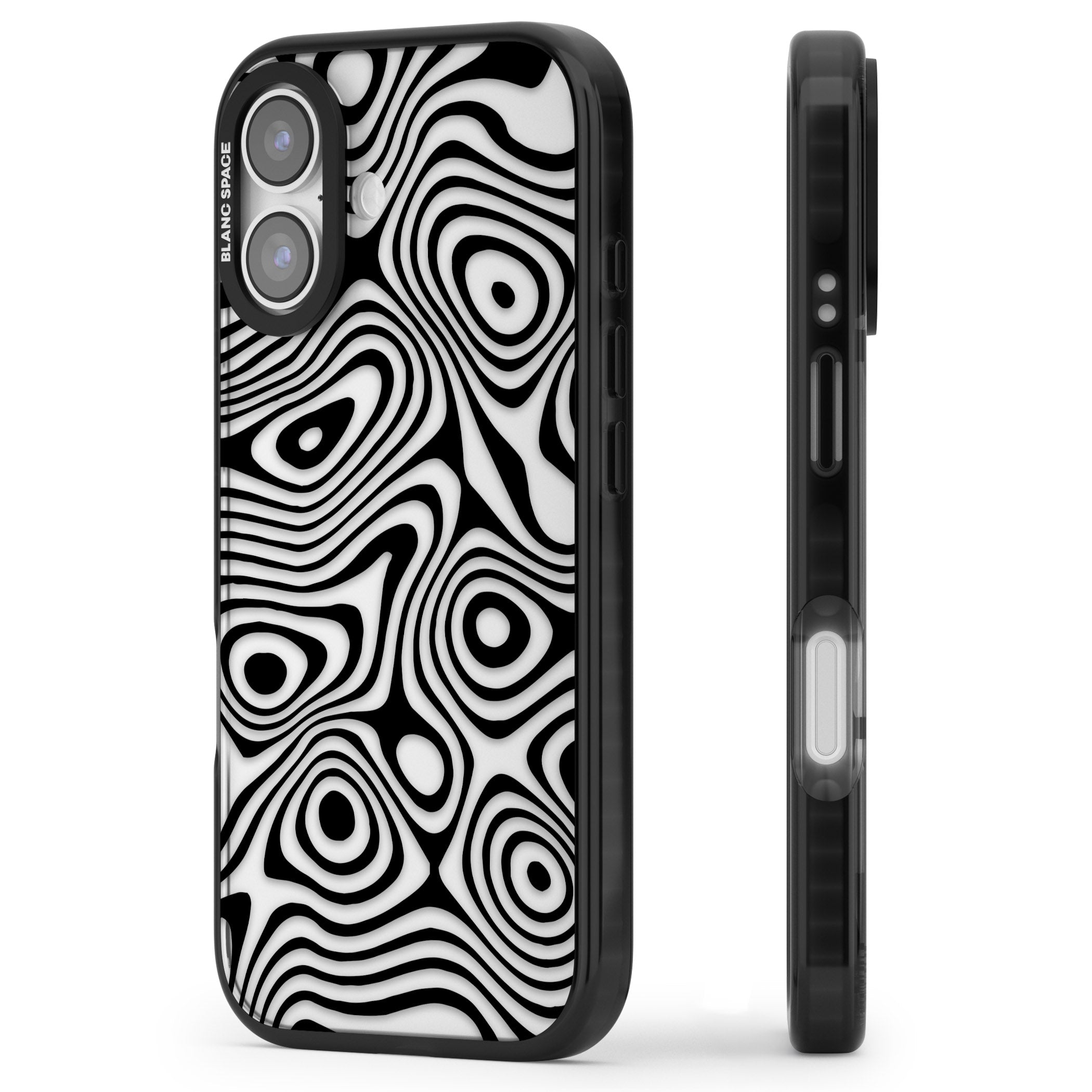 Dark Topographic Map iPhone 17 Impact Black Phone Case Side Profile