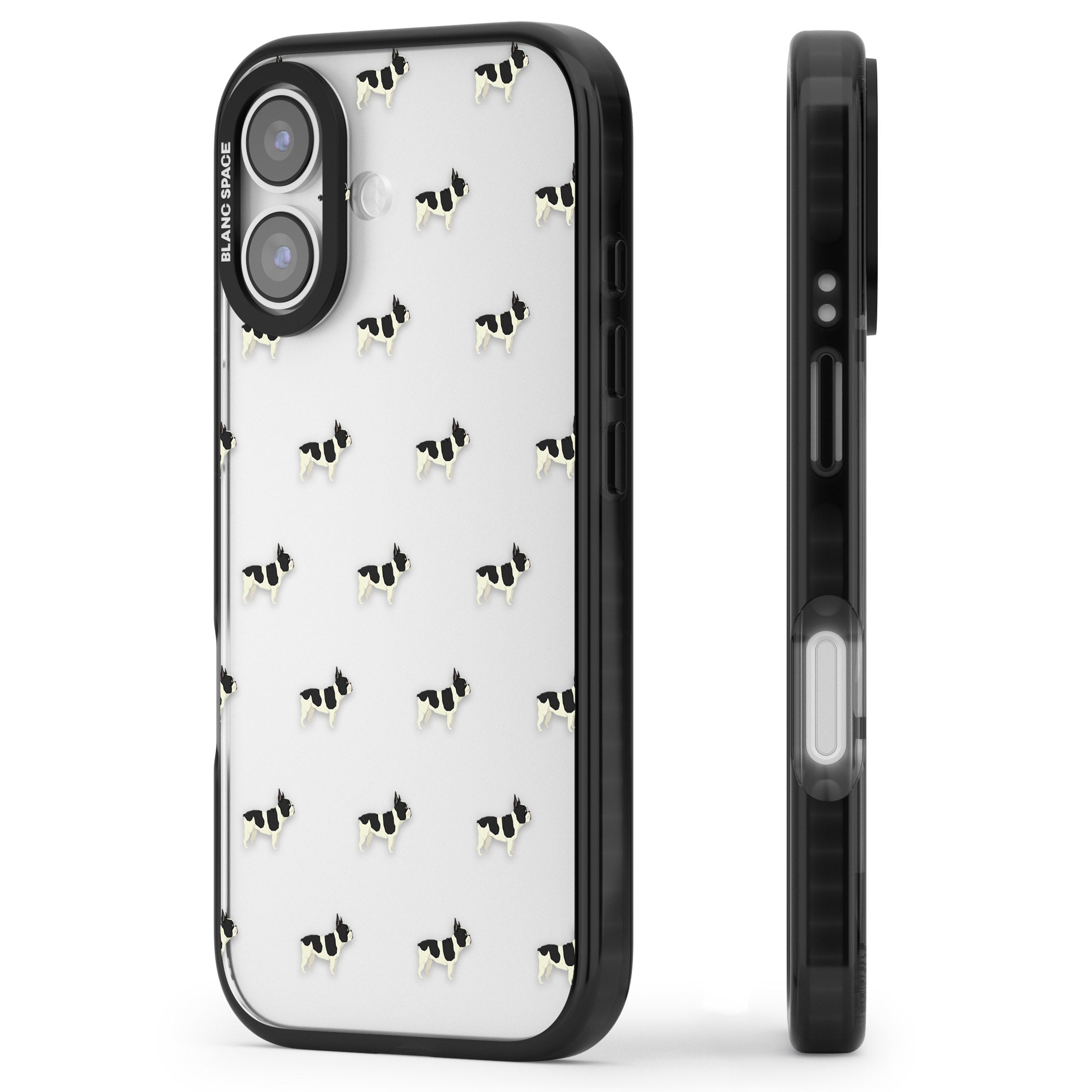 Frenchie Repeat Dog iPhone 17 Impact Black Phone Case Side Profile
