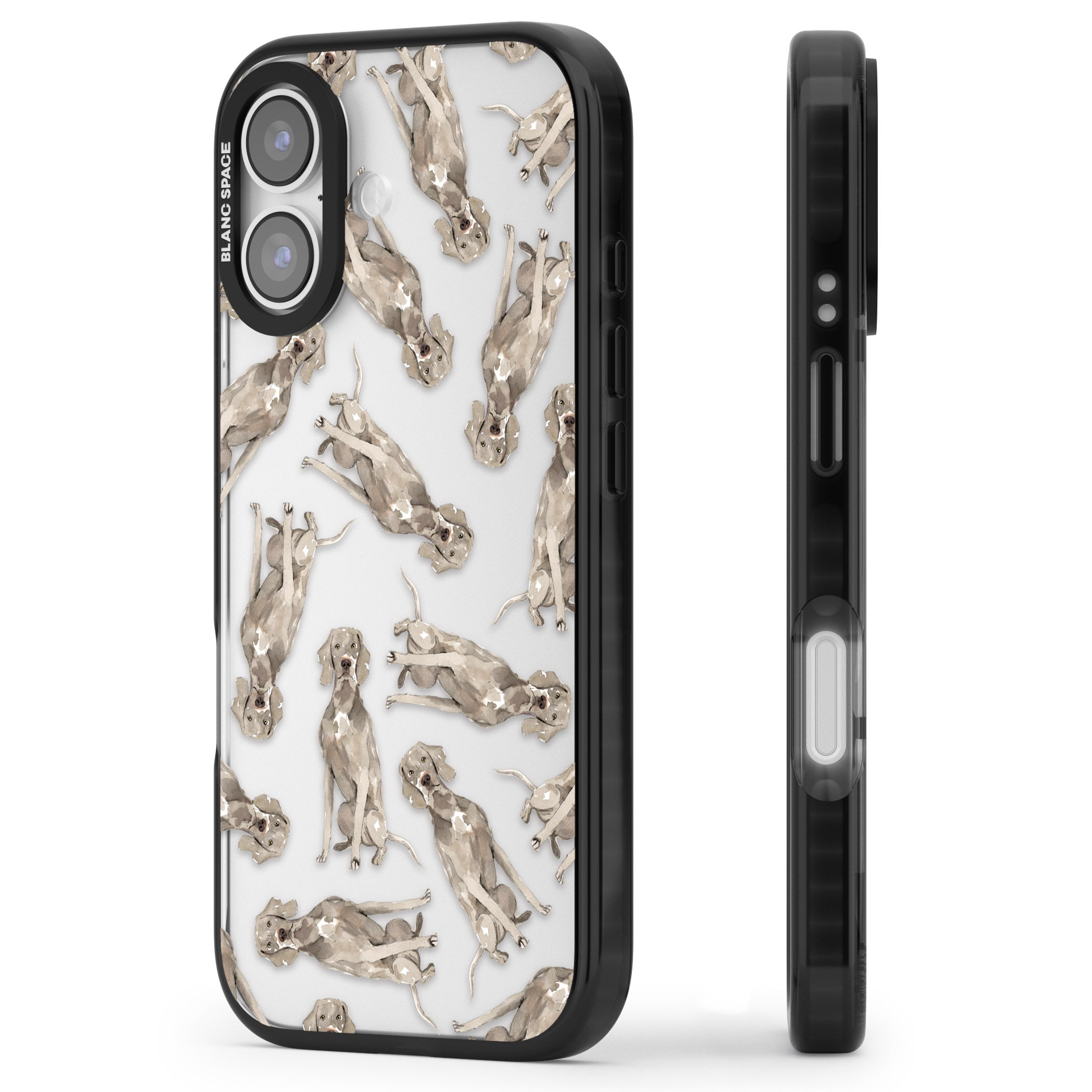 Weimaraner Watercolor Dog iPhone 17 Impact Black Phone Case Side Profile