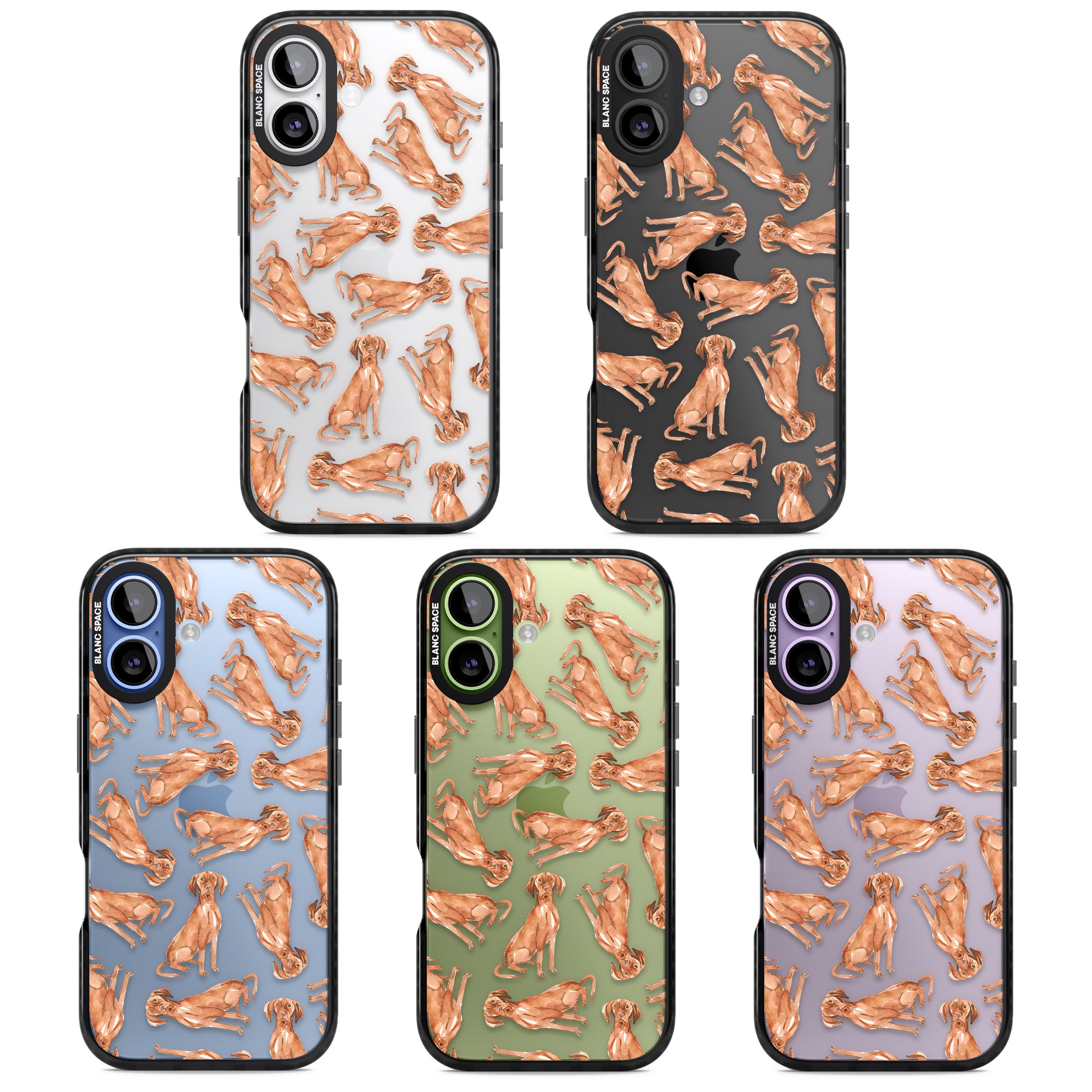 Hungarian Vizsla Watercolor Pattern iPhone 17 Impact Black Phone Case APT Impact Protection