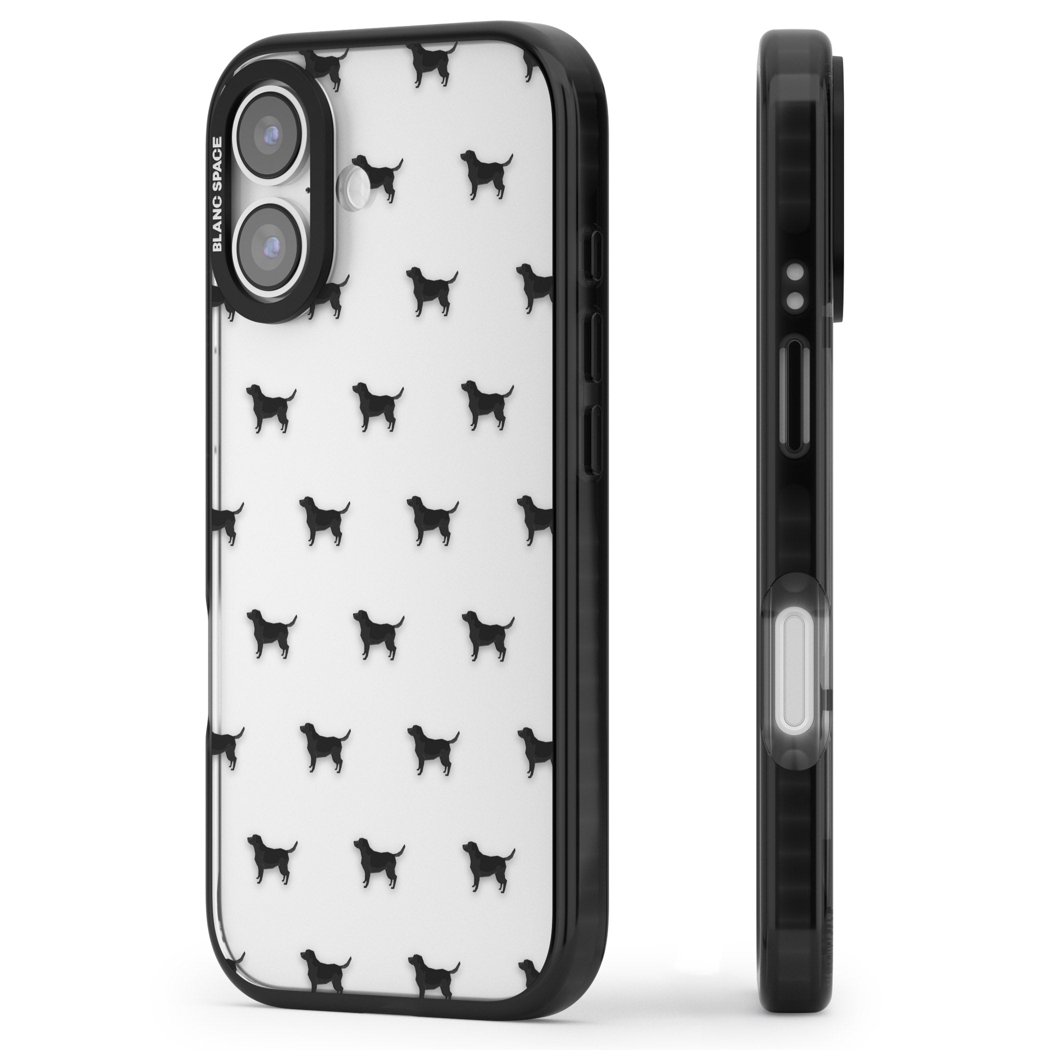 Black Labrador Pattern iPhone 17 Impact Black Phone Case Side Profile