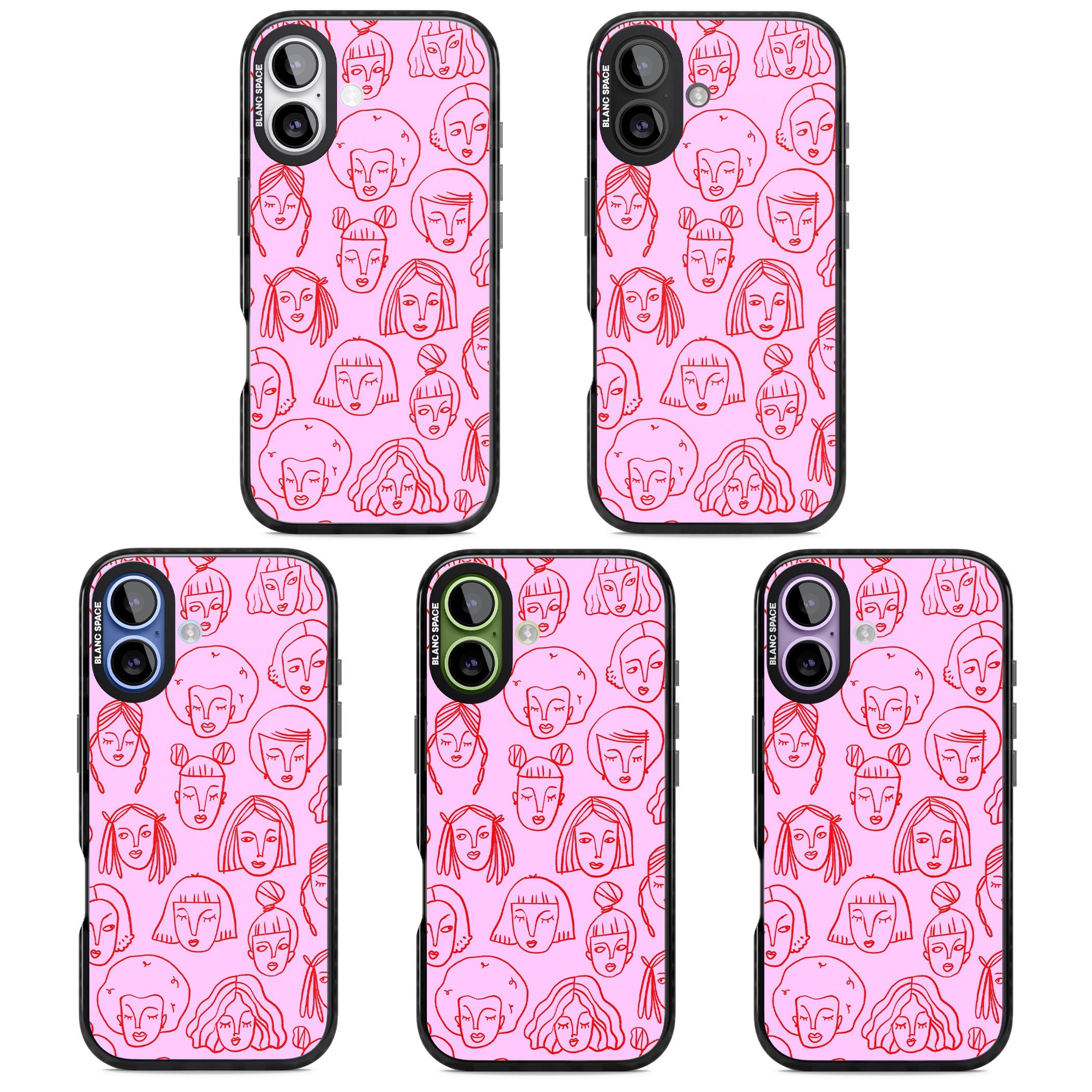 Girl Portrait Doodles iPhone 17 Impact Black Phone Case APT Impact Protection