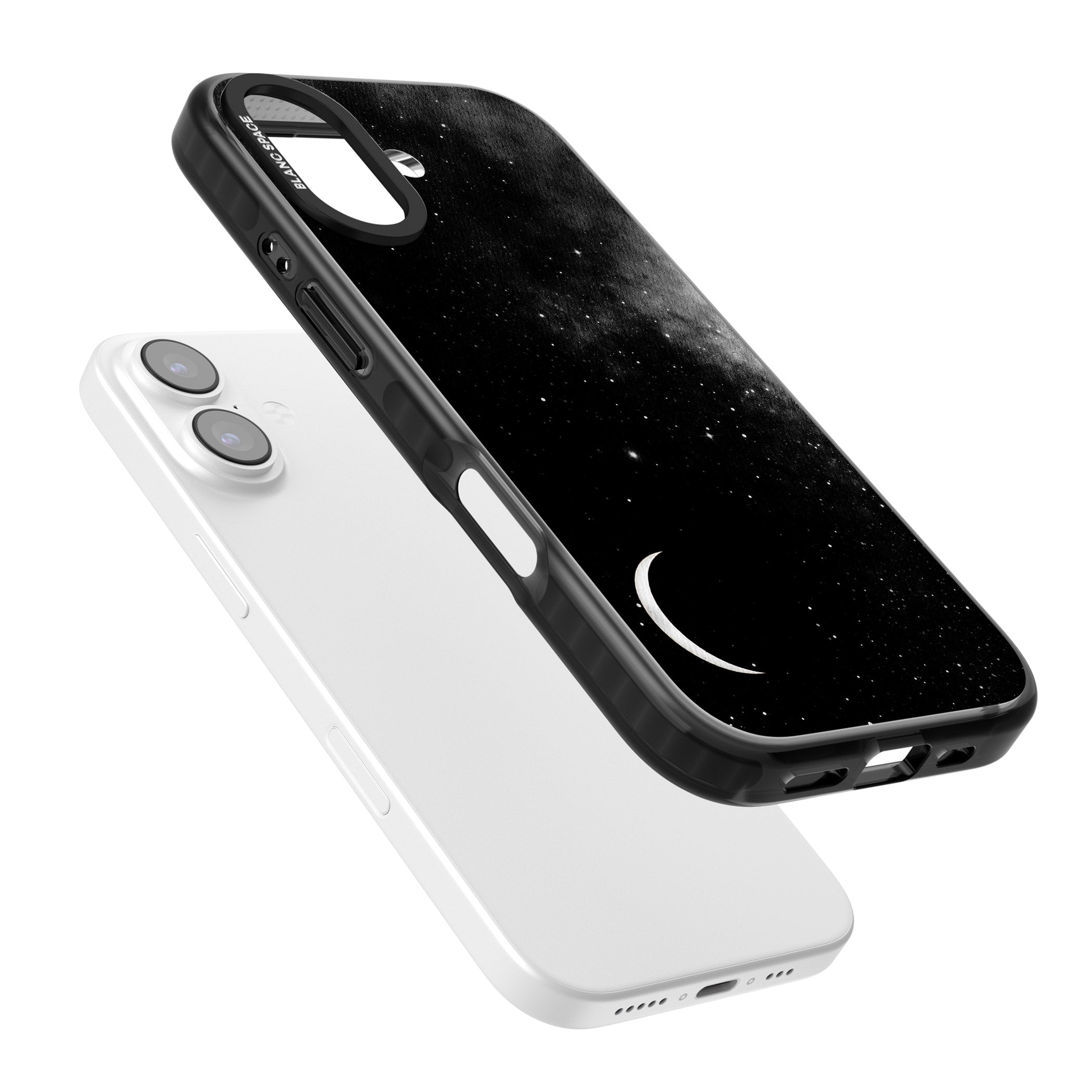 Night Sky Galaxies: Crescent Moon iPhone 17 Impact Black Phone Case Colours