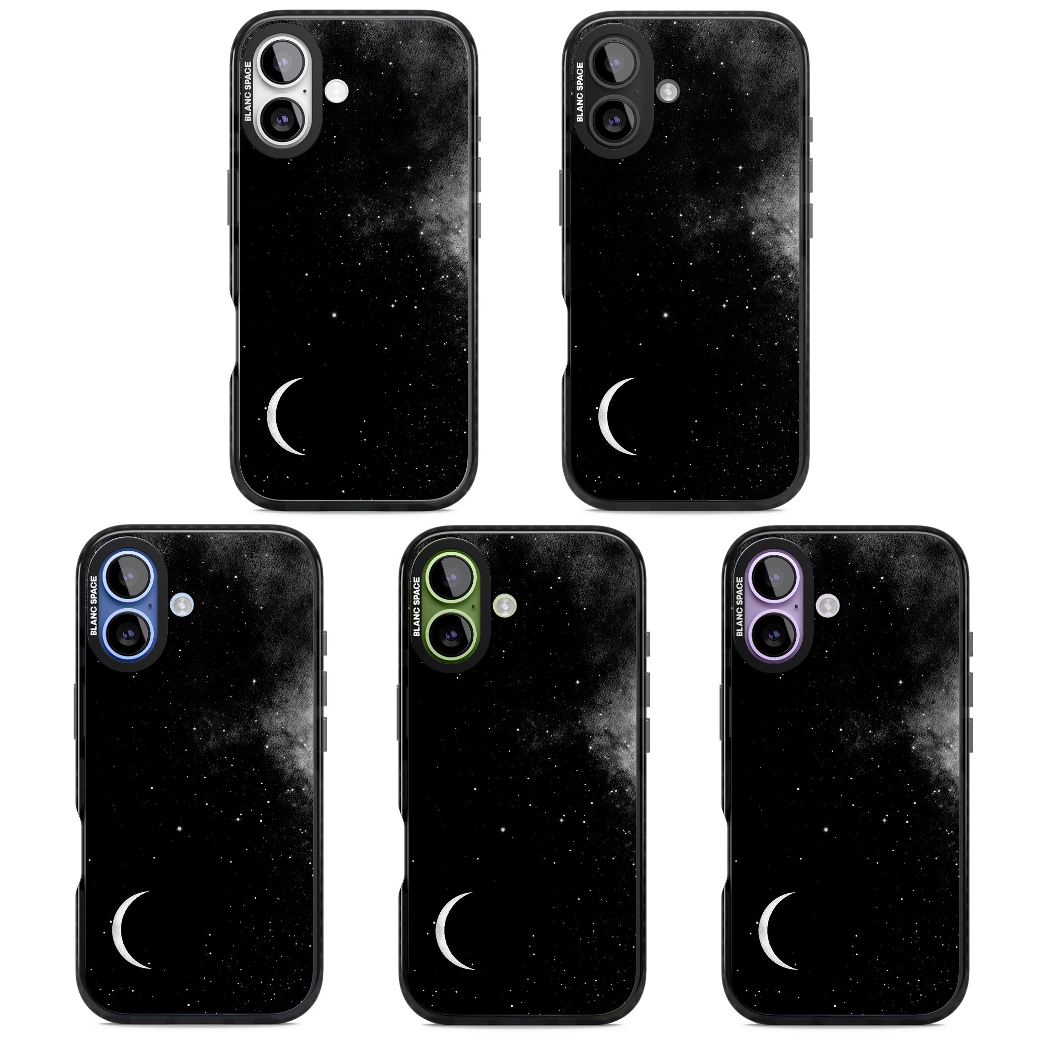 Night Sky Galaxies: Crescent Moon iPhone 17 Impact Black Phone Case APT Impact Protection
