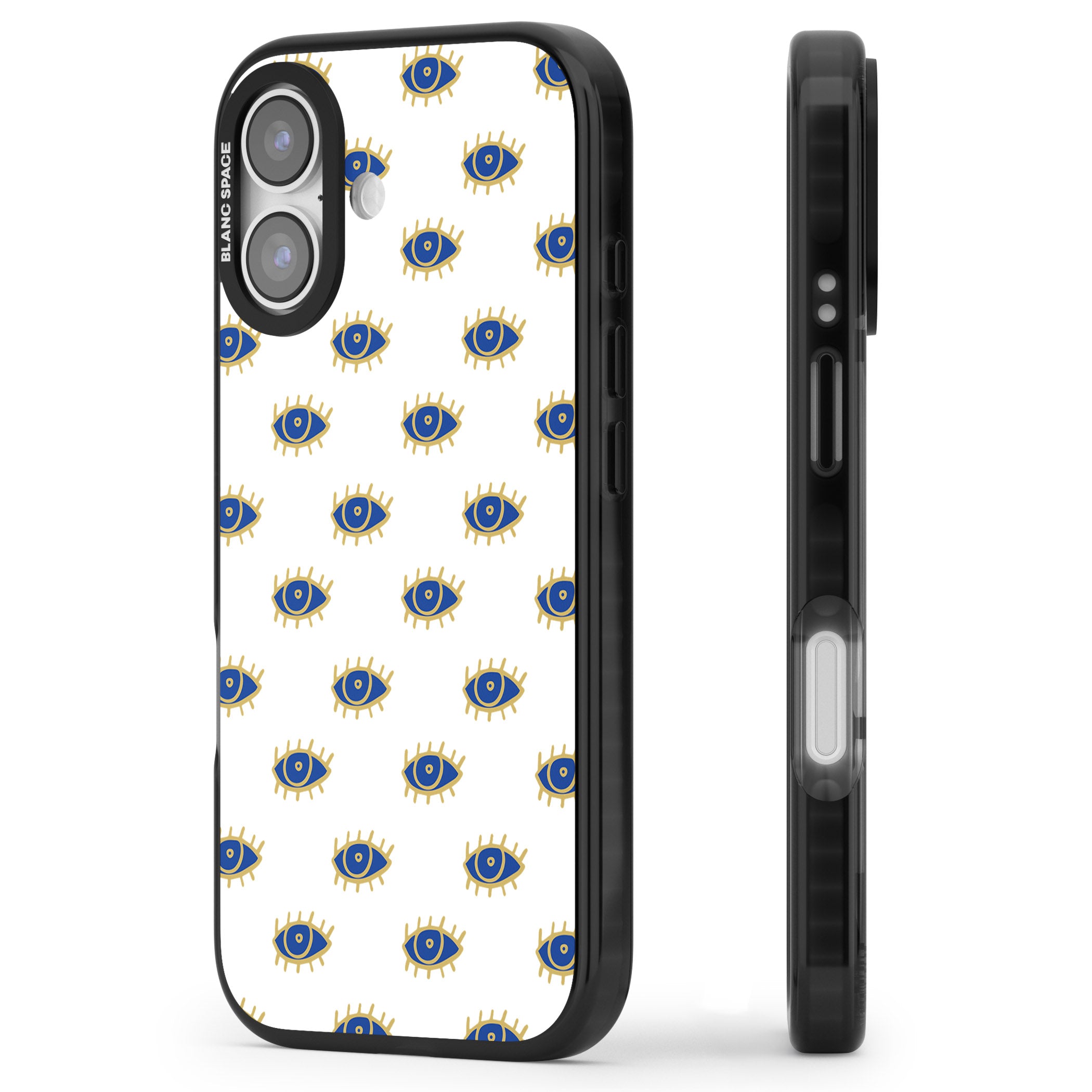 Gold Eye Pattern iPhone 17 Impact Black Phone Case Side Profile