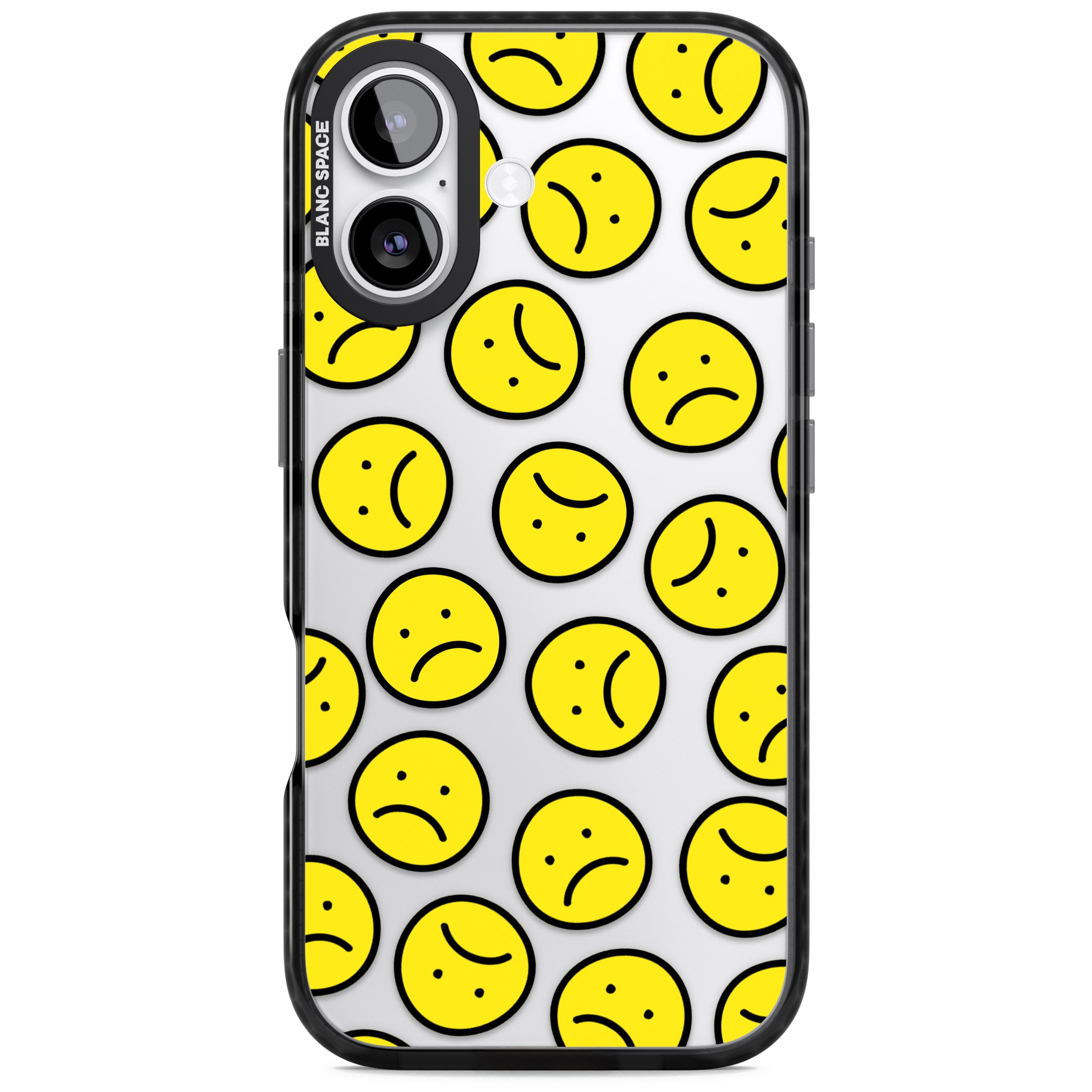 Sad Face Clear Pattern iPhone 17 Impact Black Phone Case
