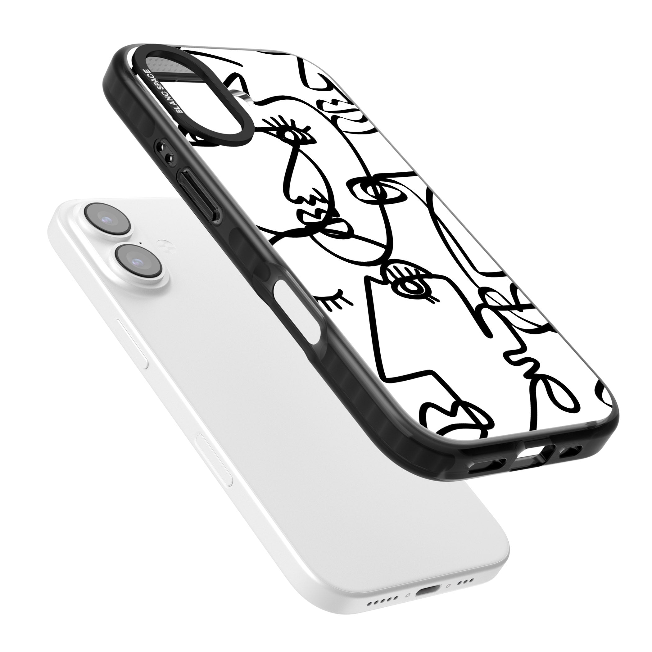 Abstract Line Art Black White iPhone 17 Impact Black Phone Case Colours
