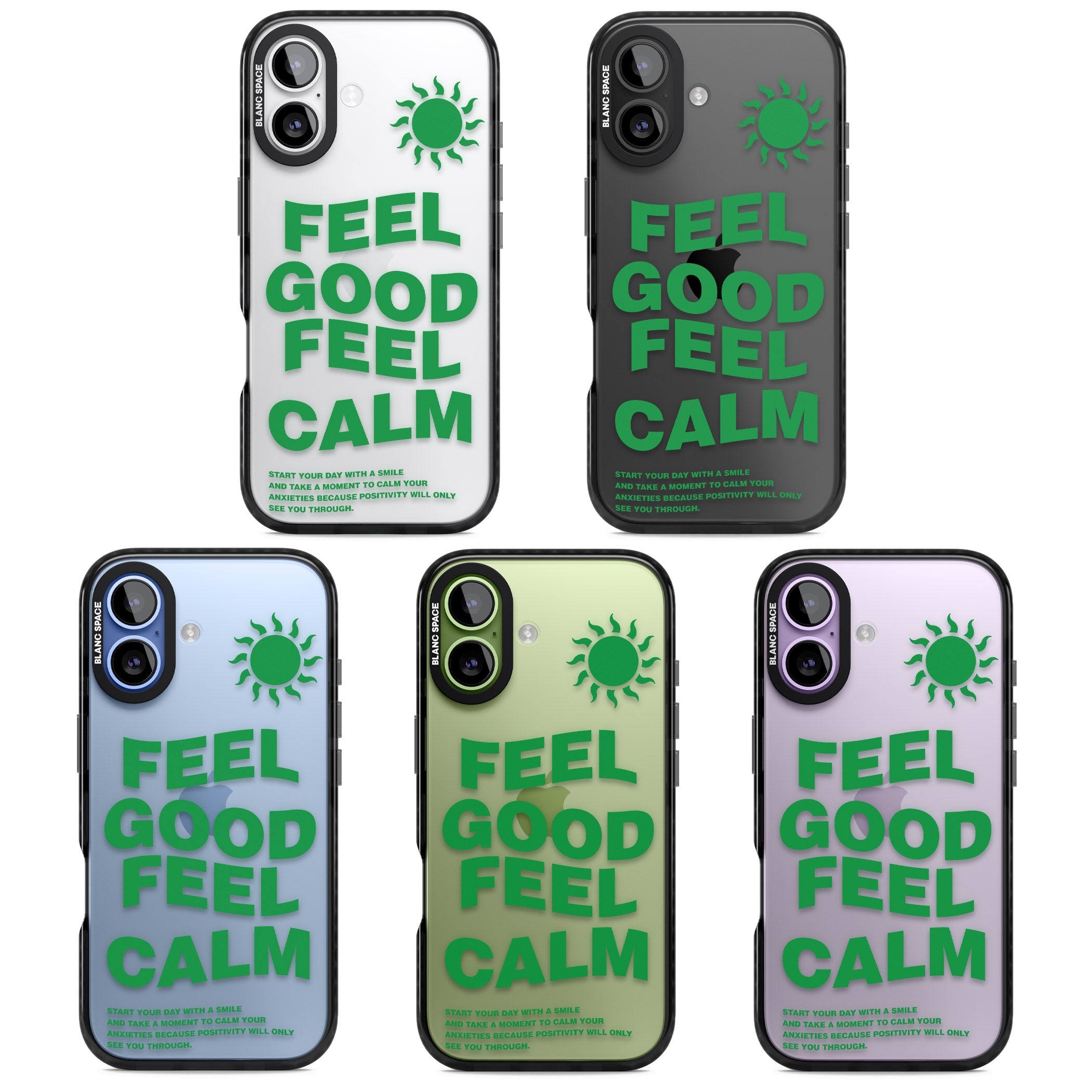 Feel Good Feel Calm (Green) iPhone 17 Impact Black Phone Case APT Impact Protection