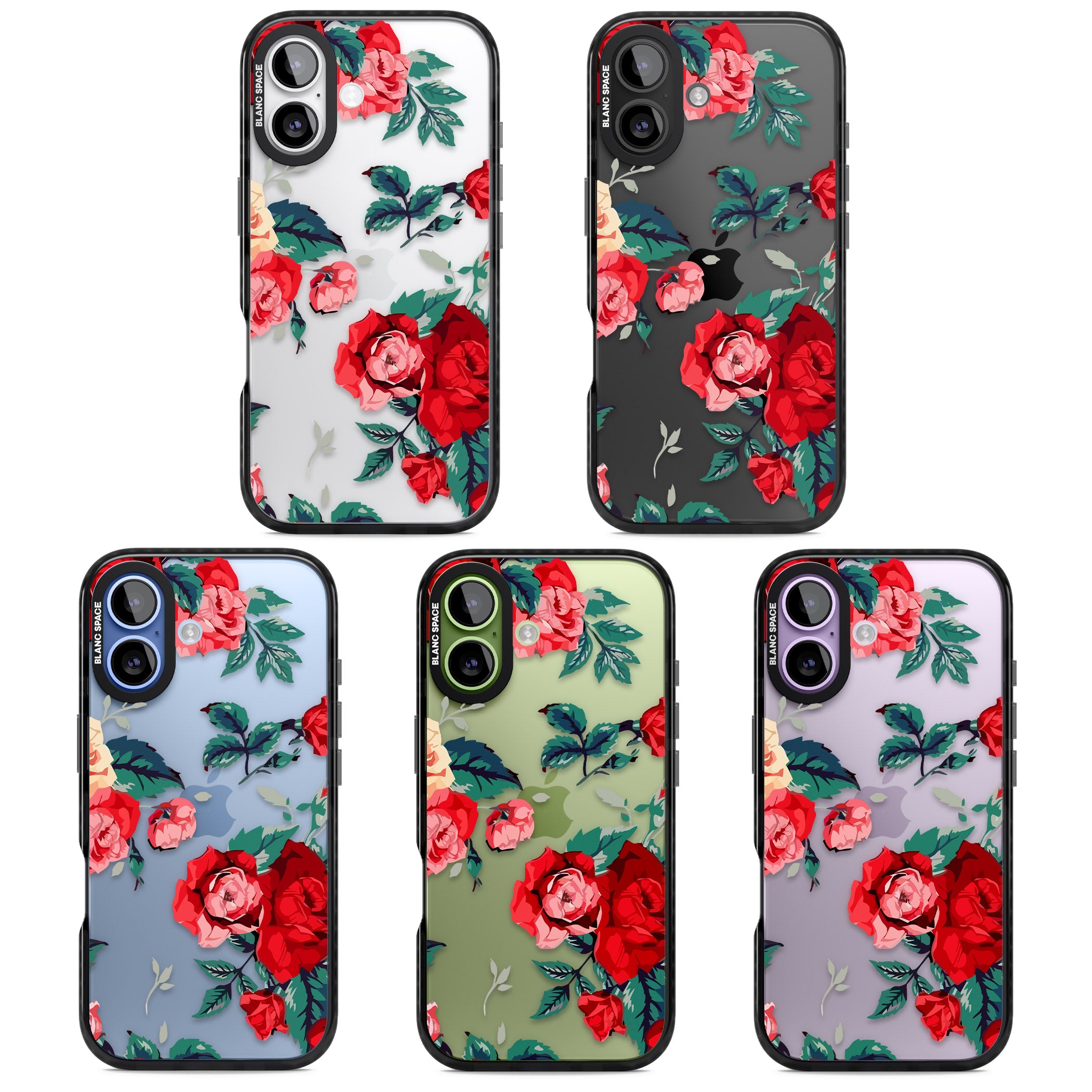 Rose Pattern iPhone 17 Impact Black Phone Case APT Impact Protection
