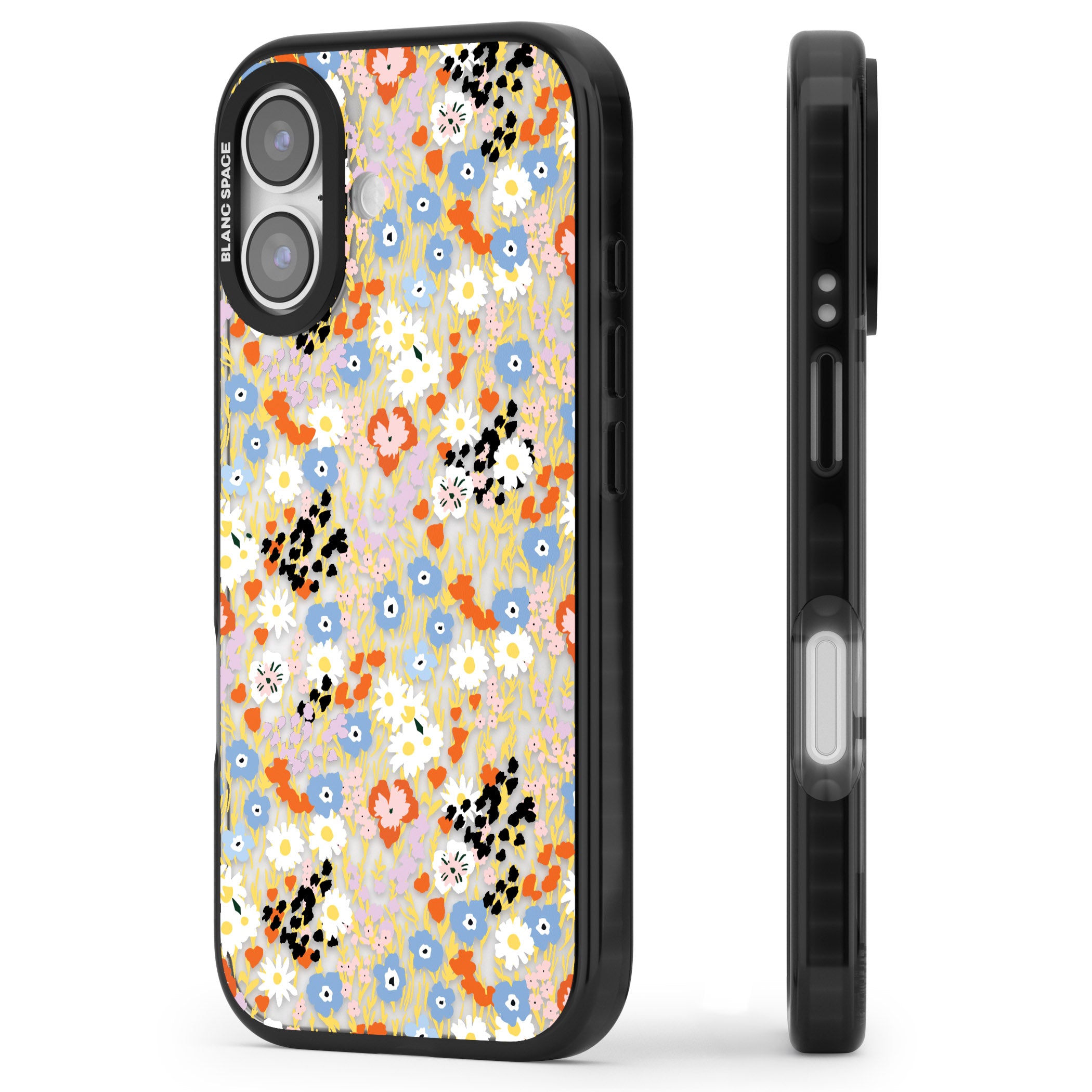 Floral Delight: Vibrant Blooms iPhone 17 Impact Black Phone Case Side Profile