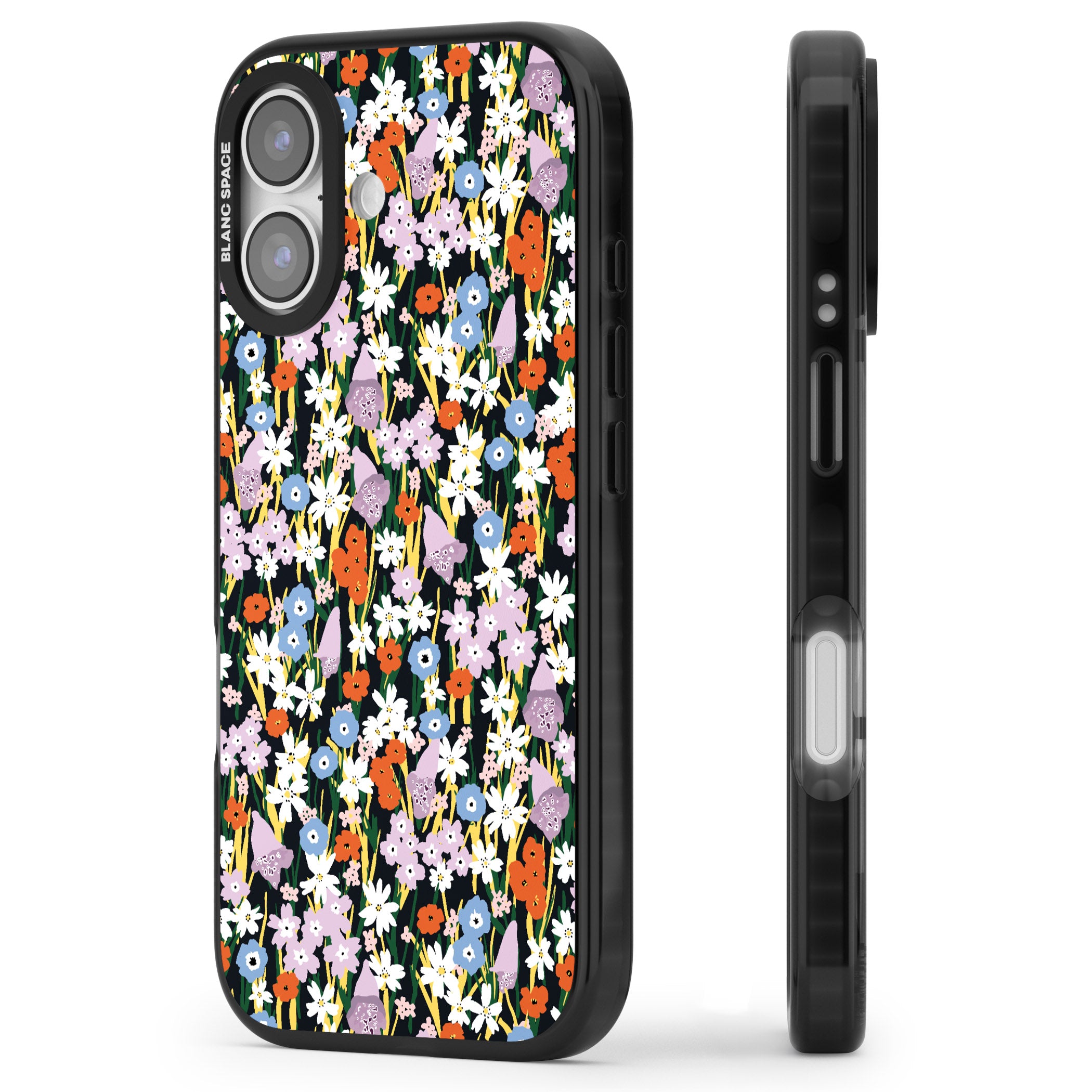 Energetic Floral Mix iPhone 17 Impact Black Phone Case Side Profile