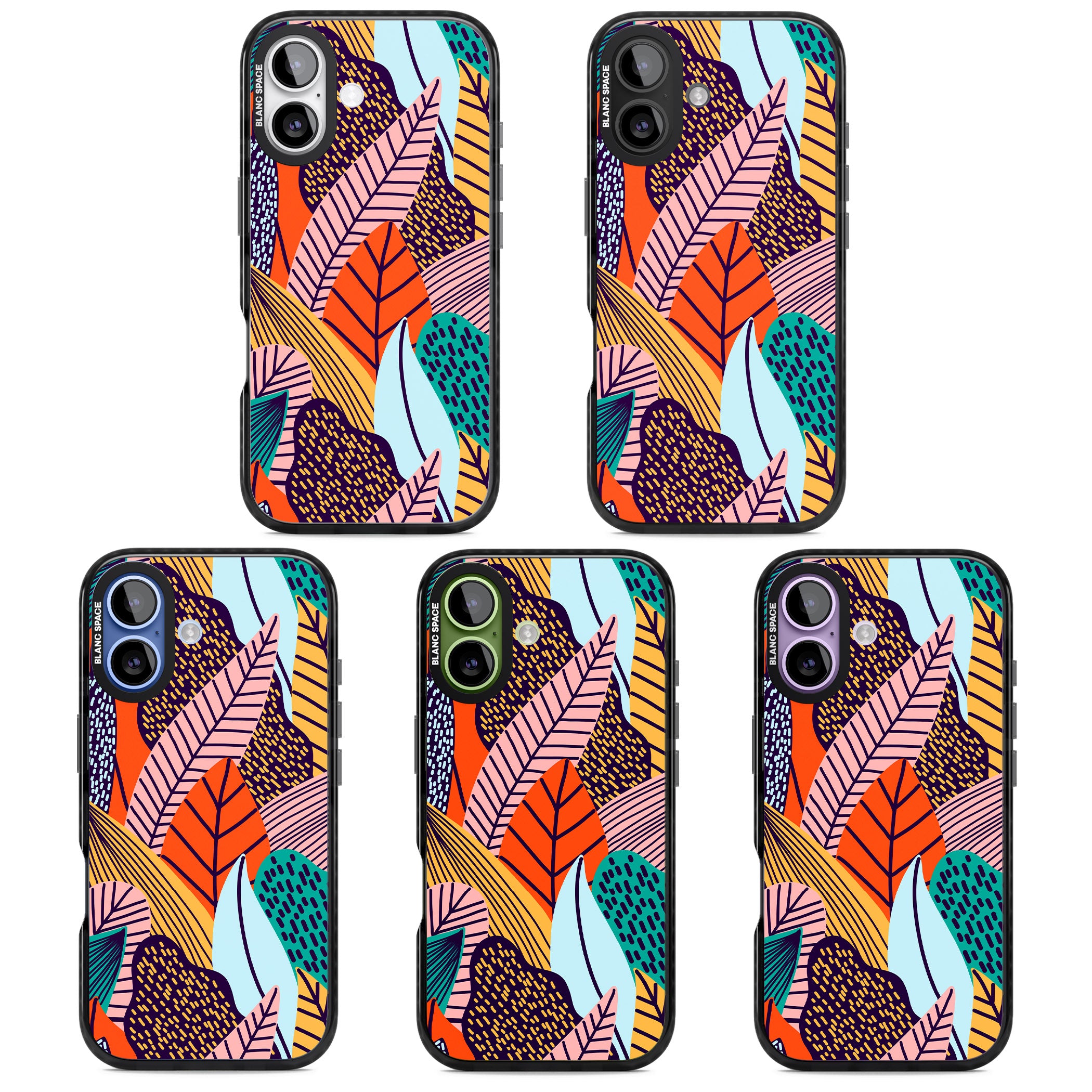 Abstract Leaves iPhone 17 Impact Black Phone Case APT Impact Protection