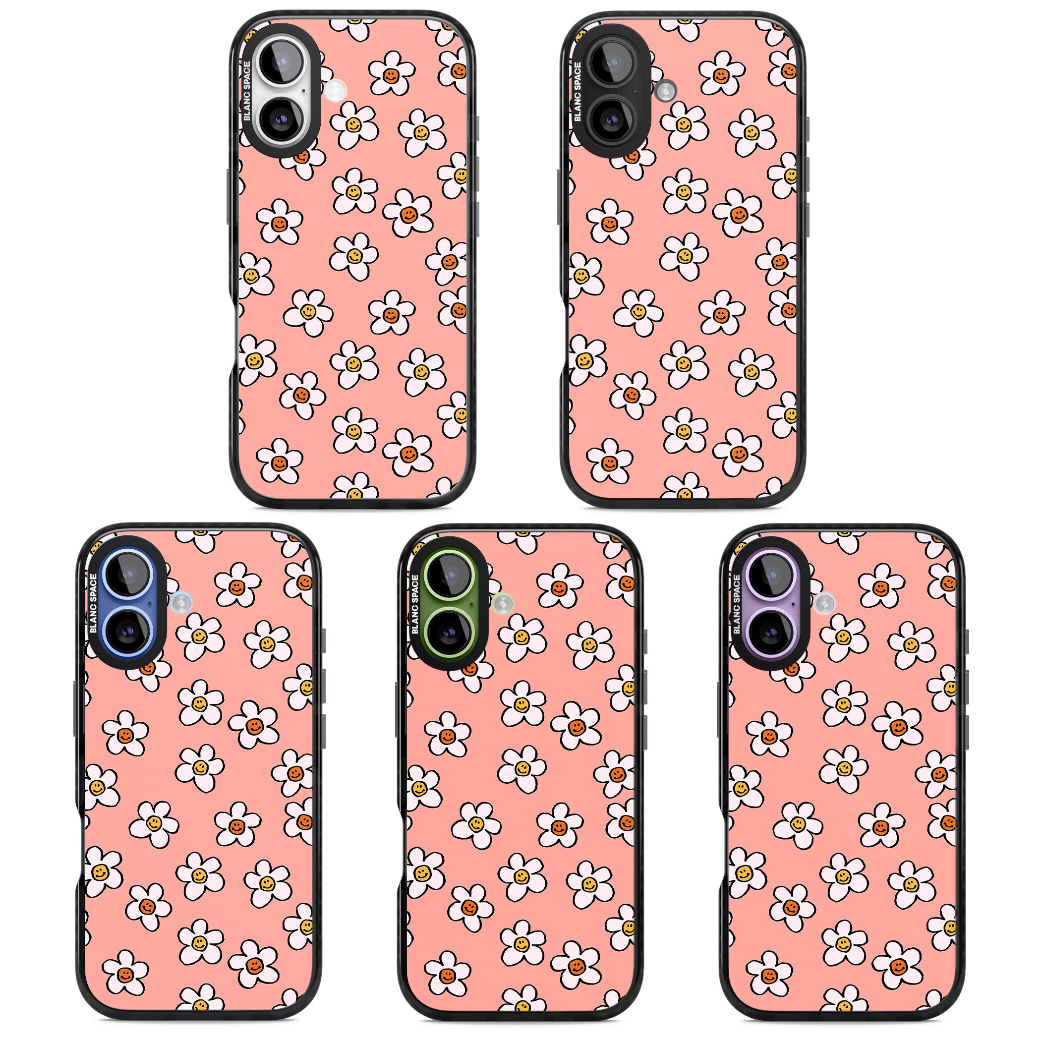 Peachy Daisy Smiles iPhone 17 Impact Black Phone Case APT Impact Protection