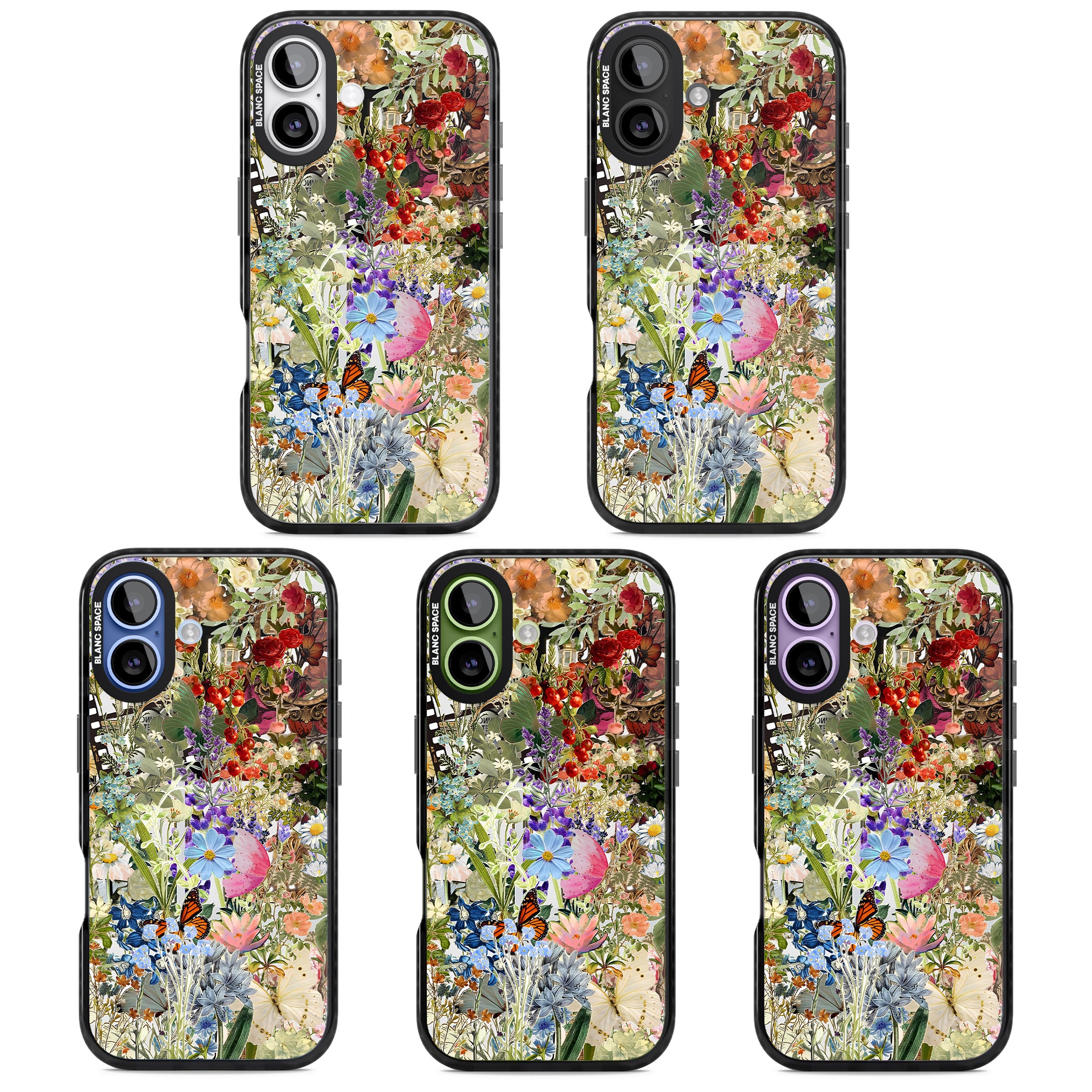 Flower Mix Collage iPhone 17 Impact Black Phone Case APT Impact Protection