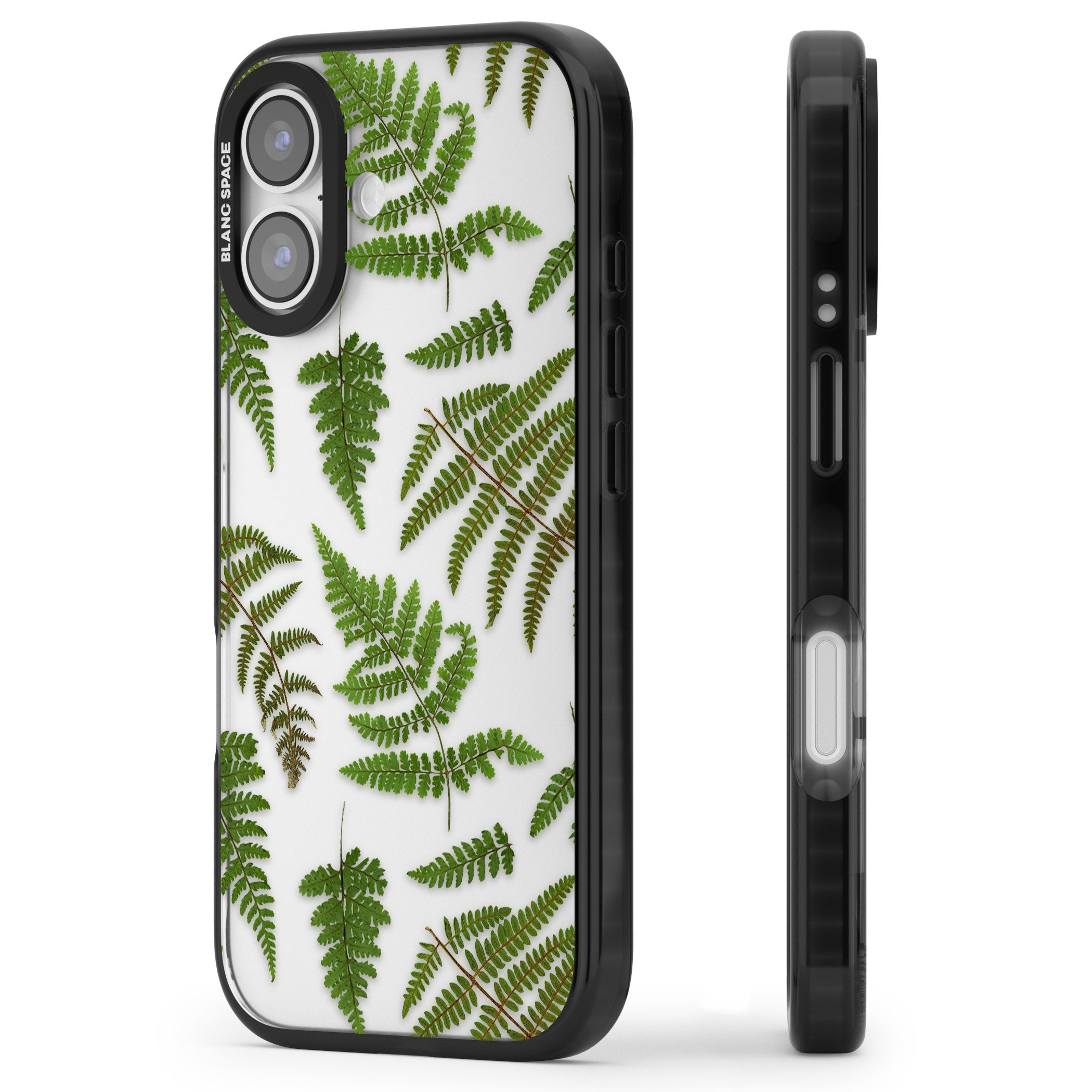 Leafy Ferns iPhone 17 Impact Black Phone Case Side Profile