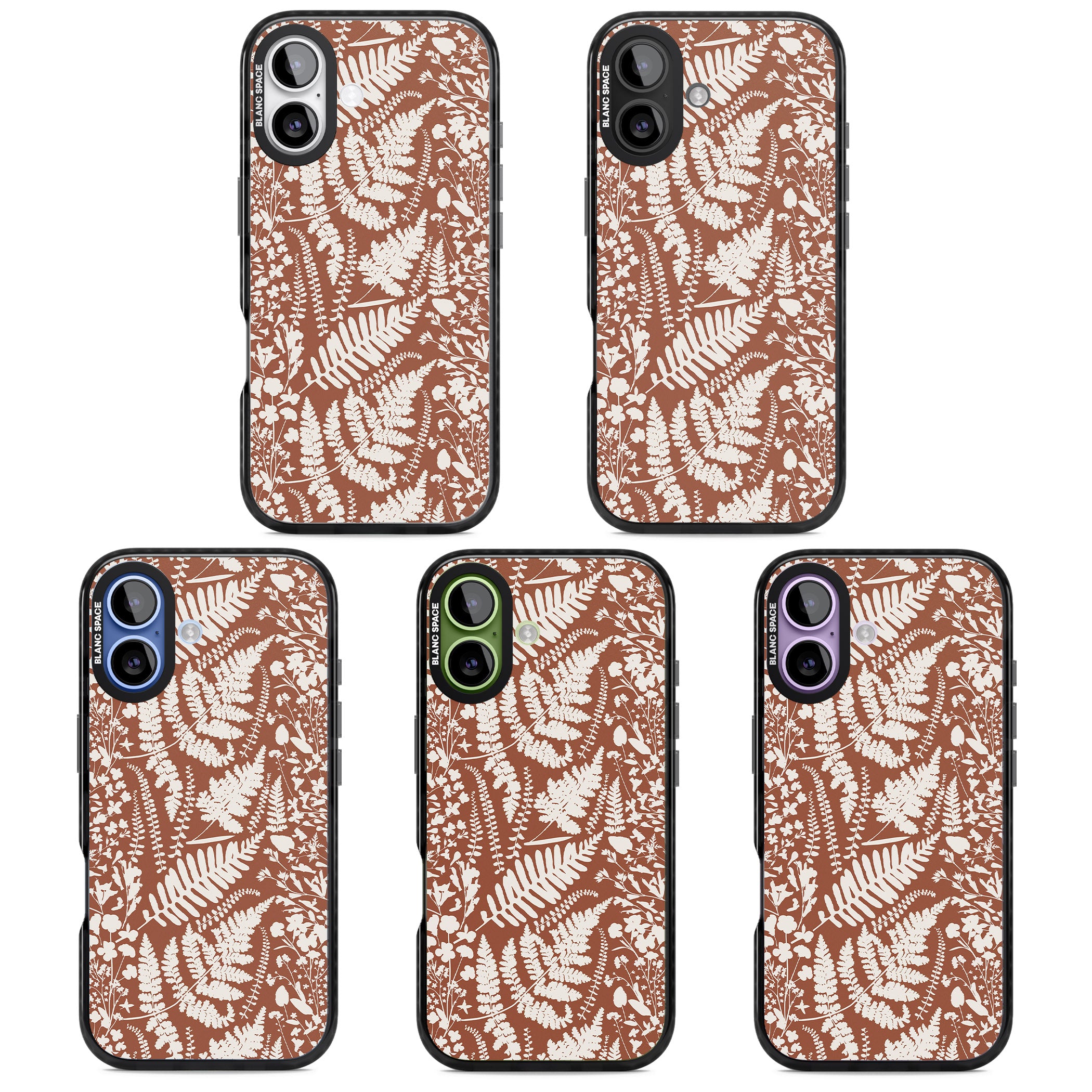 Wildflowers And Ferns On Terracotta iPhone 17 Impact Black Phone Case APT Impact Protection