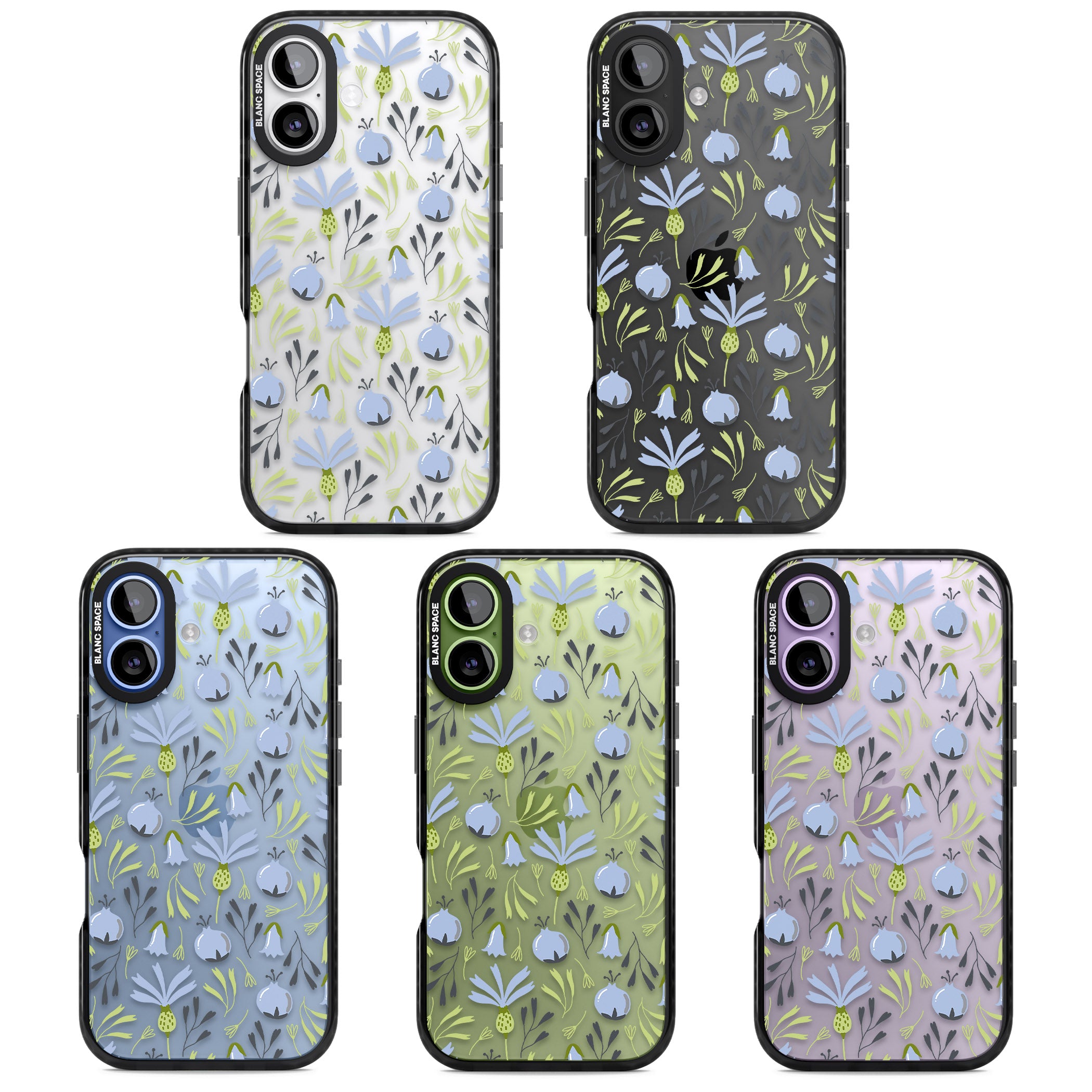 Blue Flora Bloom iPhone 17 Impact Black Phone Case APT Impact Protection
