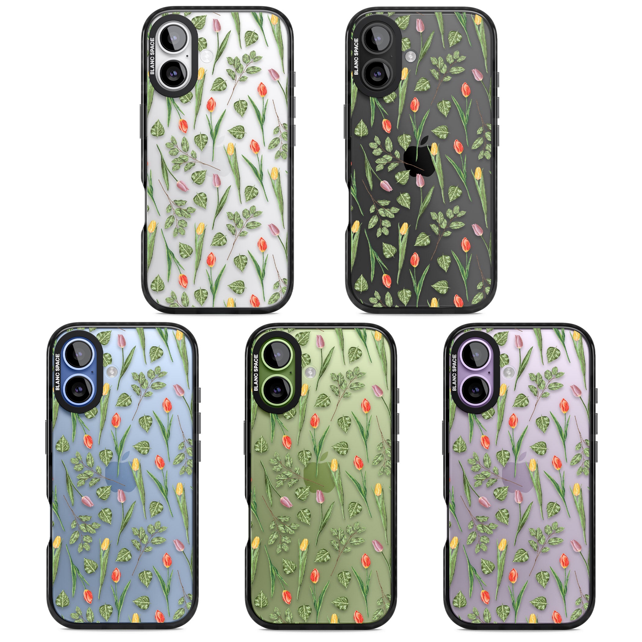 Spring Tulips Floral iPhone 17 Impact Black Phone Case APT Impact Protection