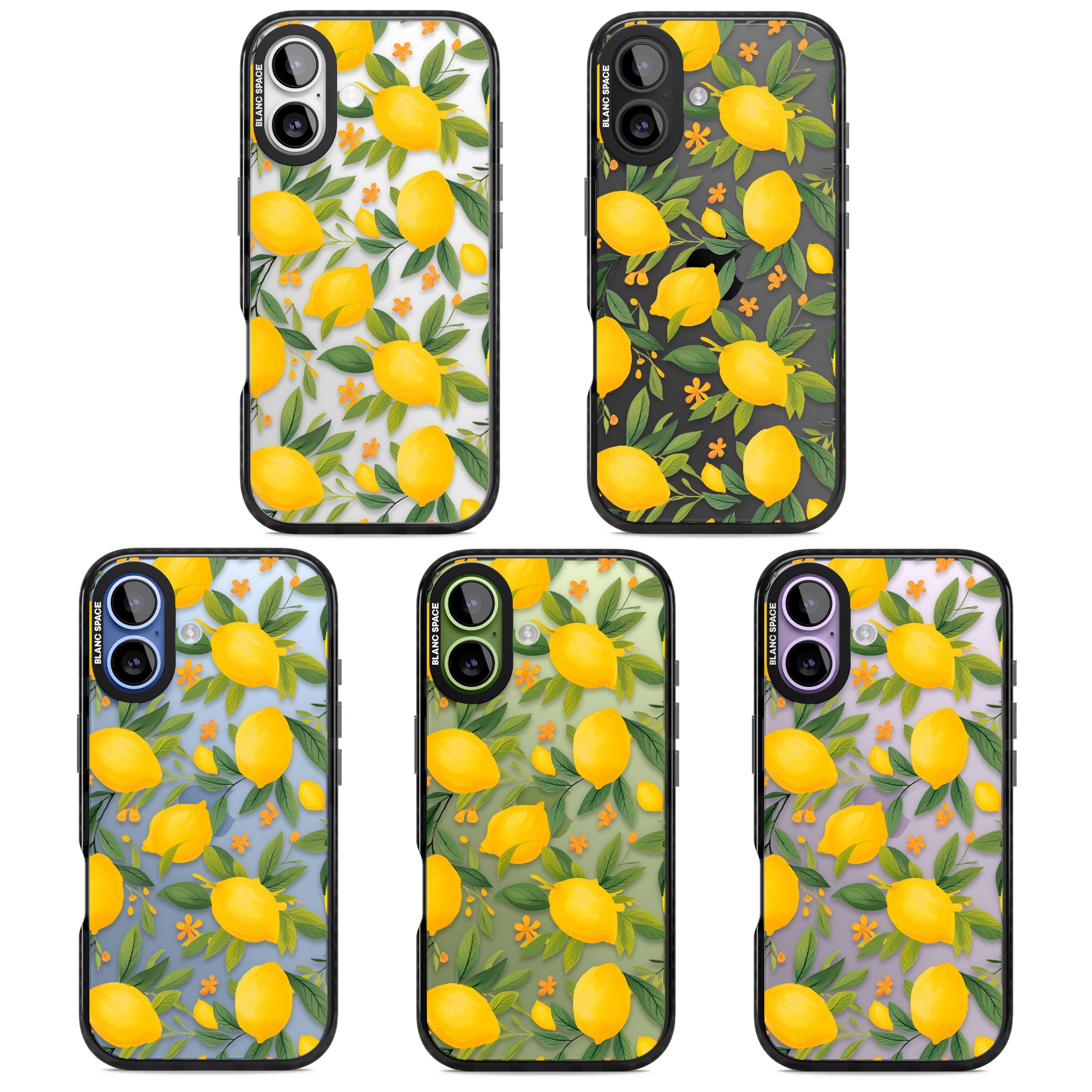 Lemon Pattern iPhone 17 Impact Black Phone Case APT Impact Protection