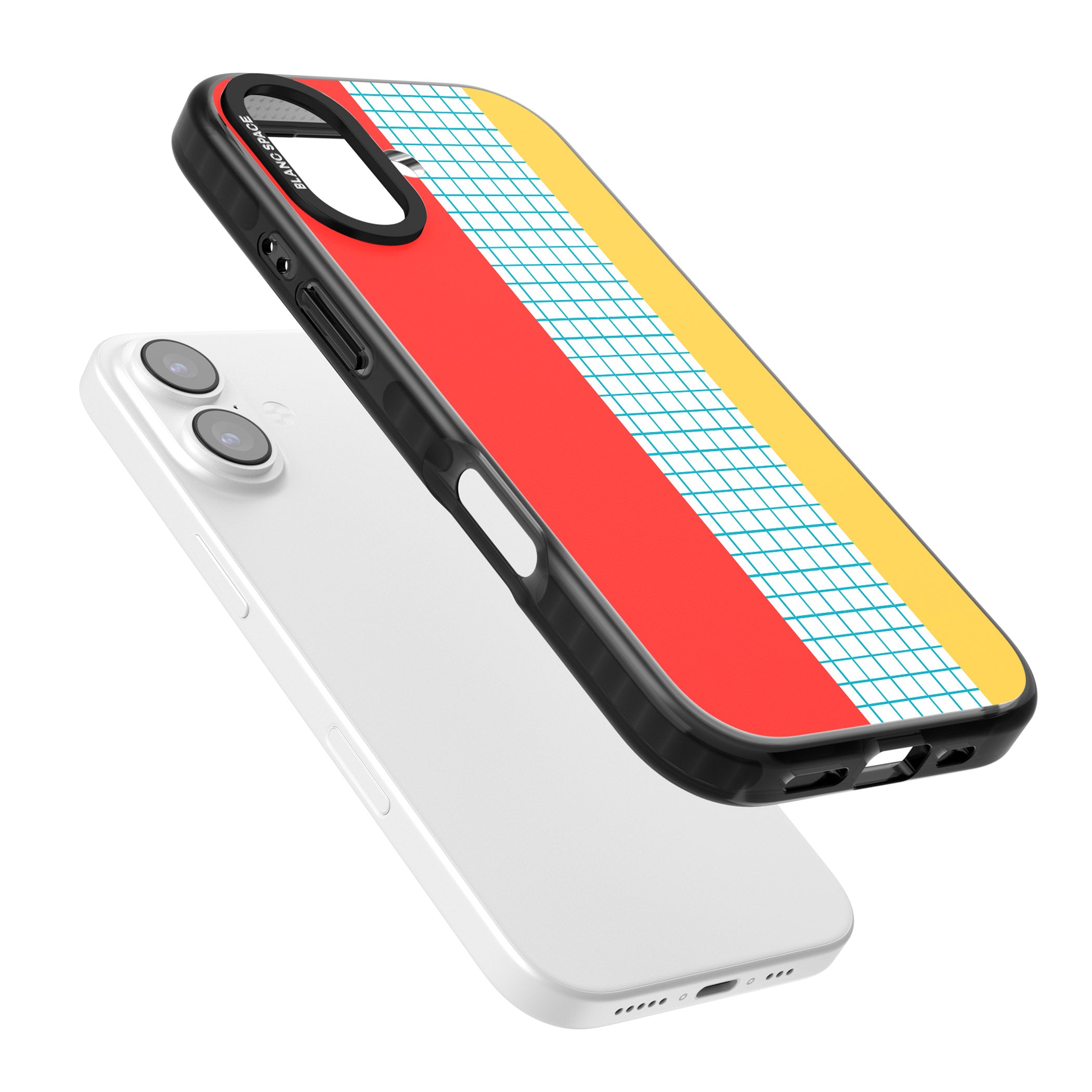 Abstract Grid Red, Blue, Yellow iPhone 17 Impact Black Phone Case Colours